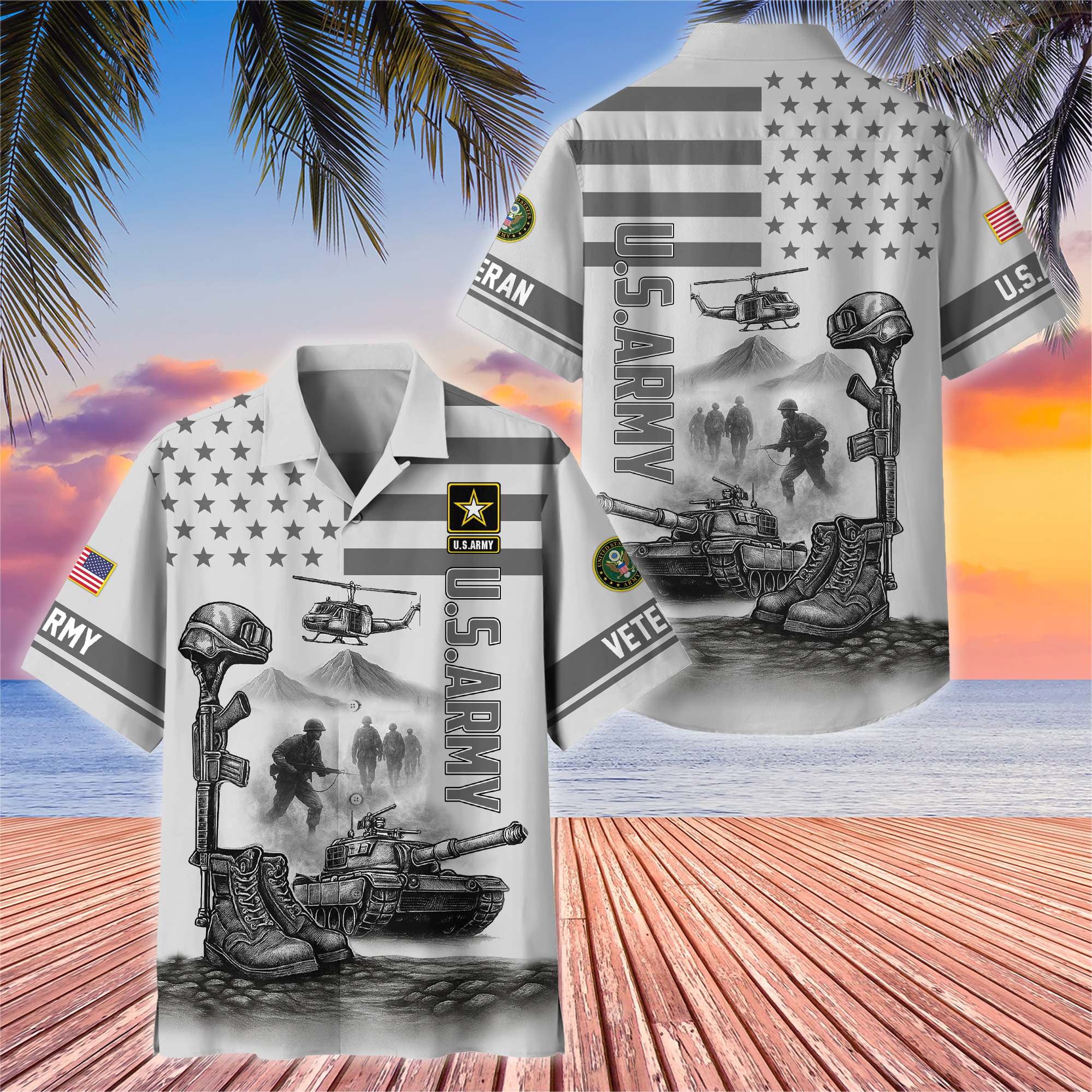 Premium US Veterans Hawaiian Shirt BPHN060612, Gifts For US Veterans, Gifts On Father's Day, Armed Forces Day, Veterans Day.