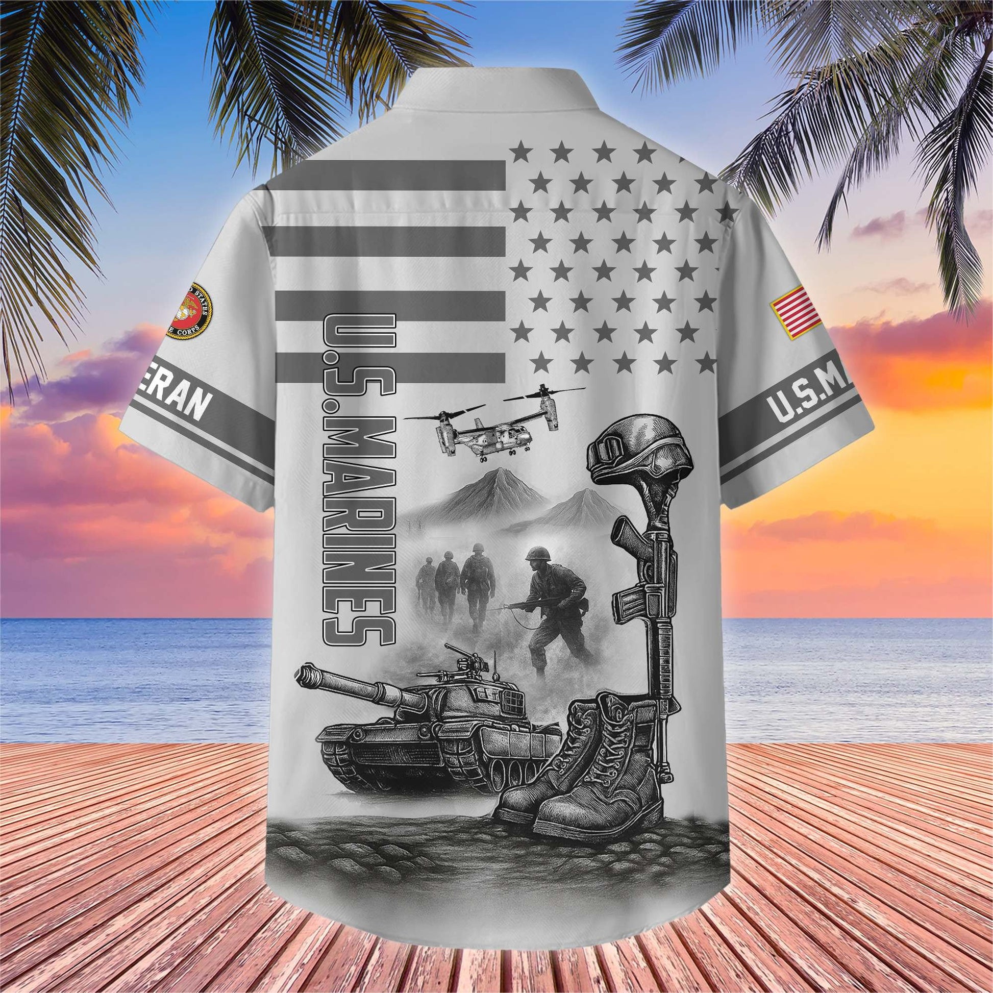 Premium US Veterans Hawaiian Shirt BPHN060612, Gifts For US Veterans, Gifts On Father's Day, Armed Forces Day, Veterans Day.