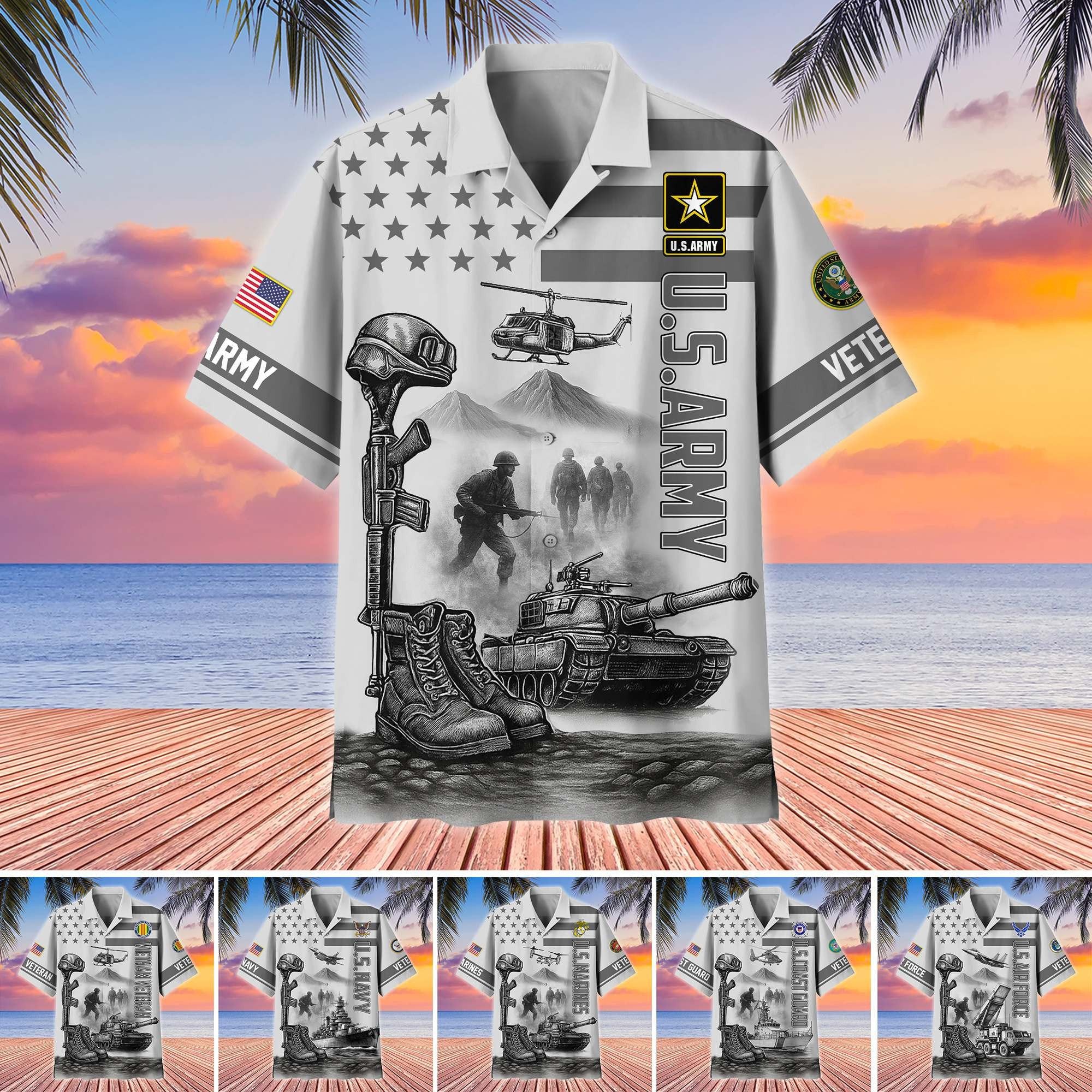 Premium US Veterans Hawaiian Shirt BPHN060612, Gifts For US Veterans, Gifts On Father's Day, Armed Forces Day, Veterans Day.