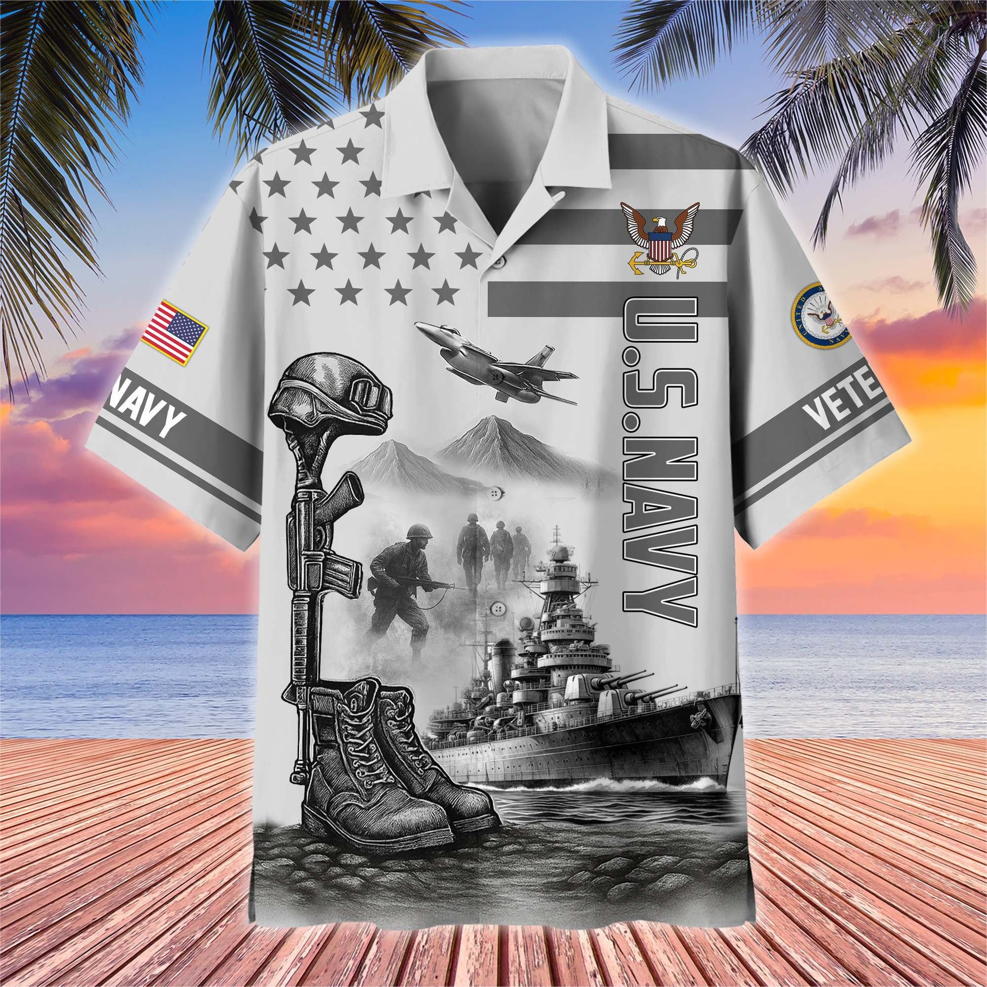 Premium US Veterans Hawaiian Shirt BPHN060612, Gifts For US Veterans, Gifts On Father's Day, Armed Forces Day, Veterans Day.