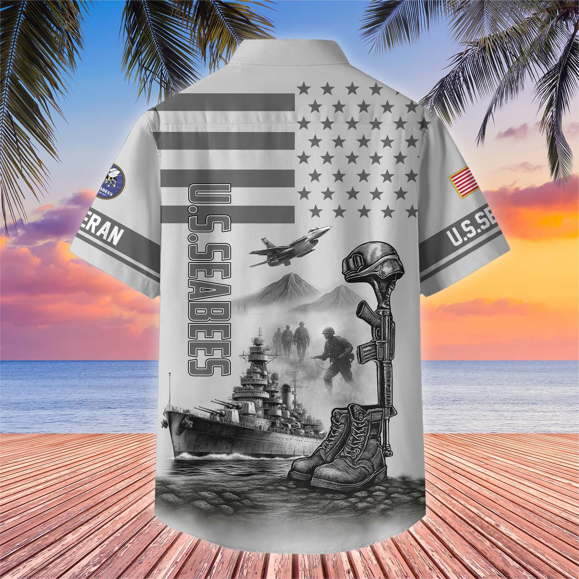 Premium US Veterans Hawaiian Shirt BPHN060612, Gifts For US Veterans, Gifts On Father's Day, Armed Forces Day, Veterans Day.
