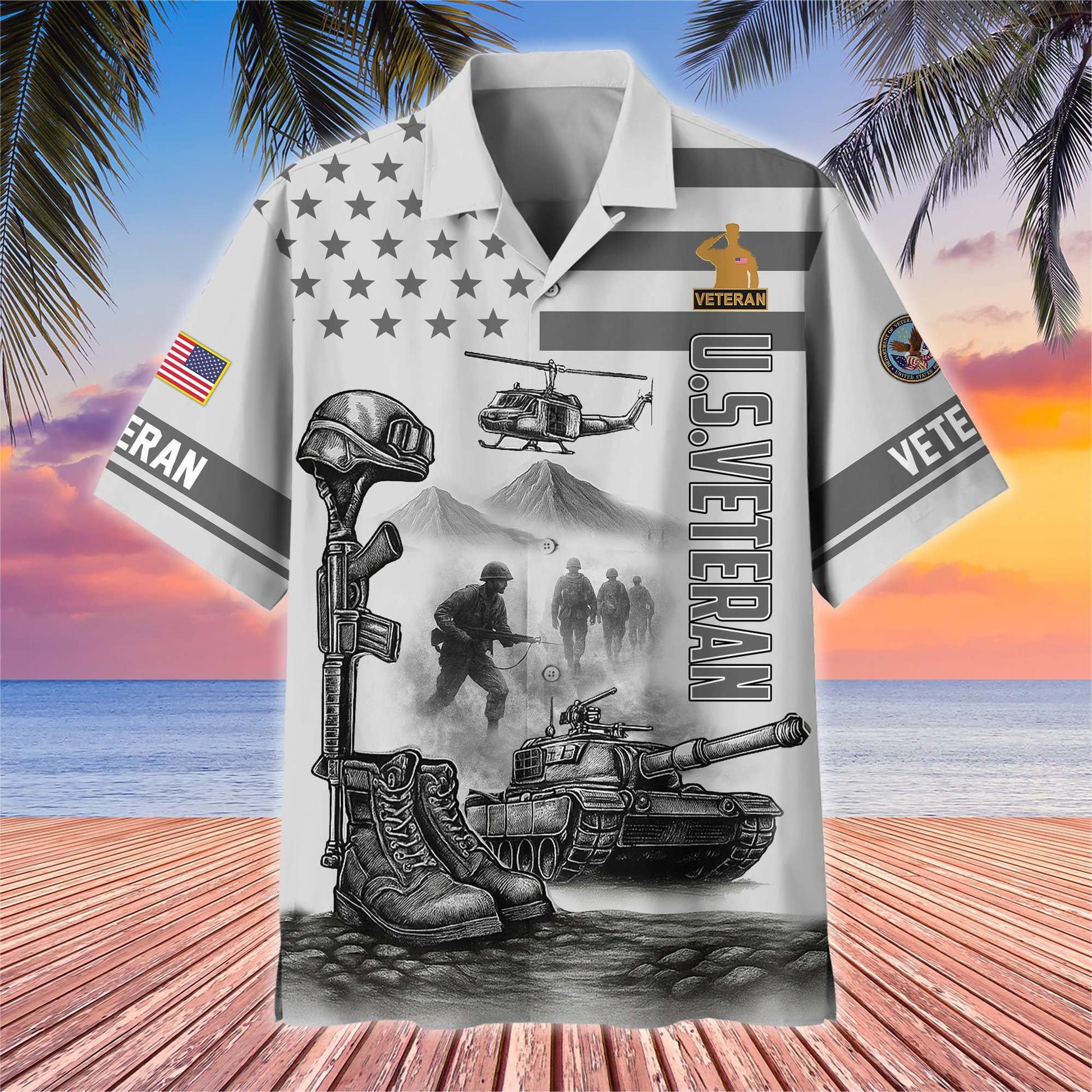 Premium US Veterans Hawaiian Shirt BPHN060612, Gifts For US Veterans, Gifts On Father's Day, Armed Forces Day, Veterans Day.