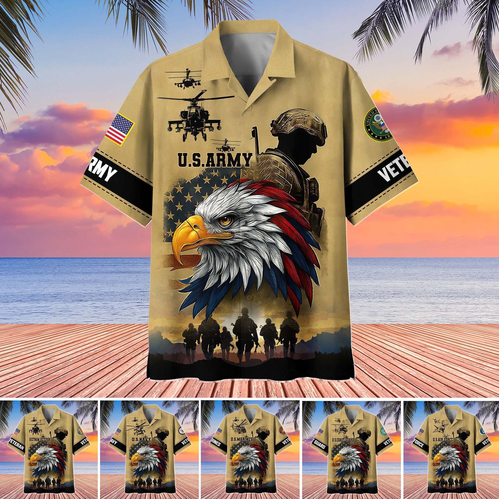 Premium US Veterans Hawaiian Shirt BPHN110611, Gifts For US Veterans, Gifts On Father's Day, Armed Forces Day, Veterans Day.