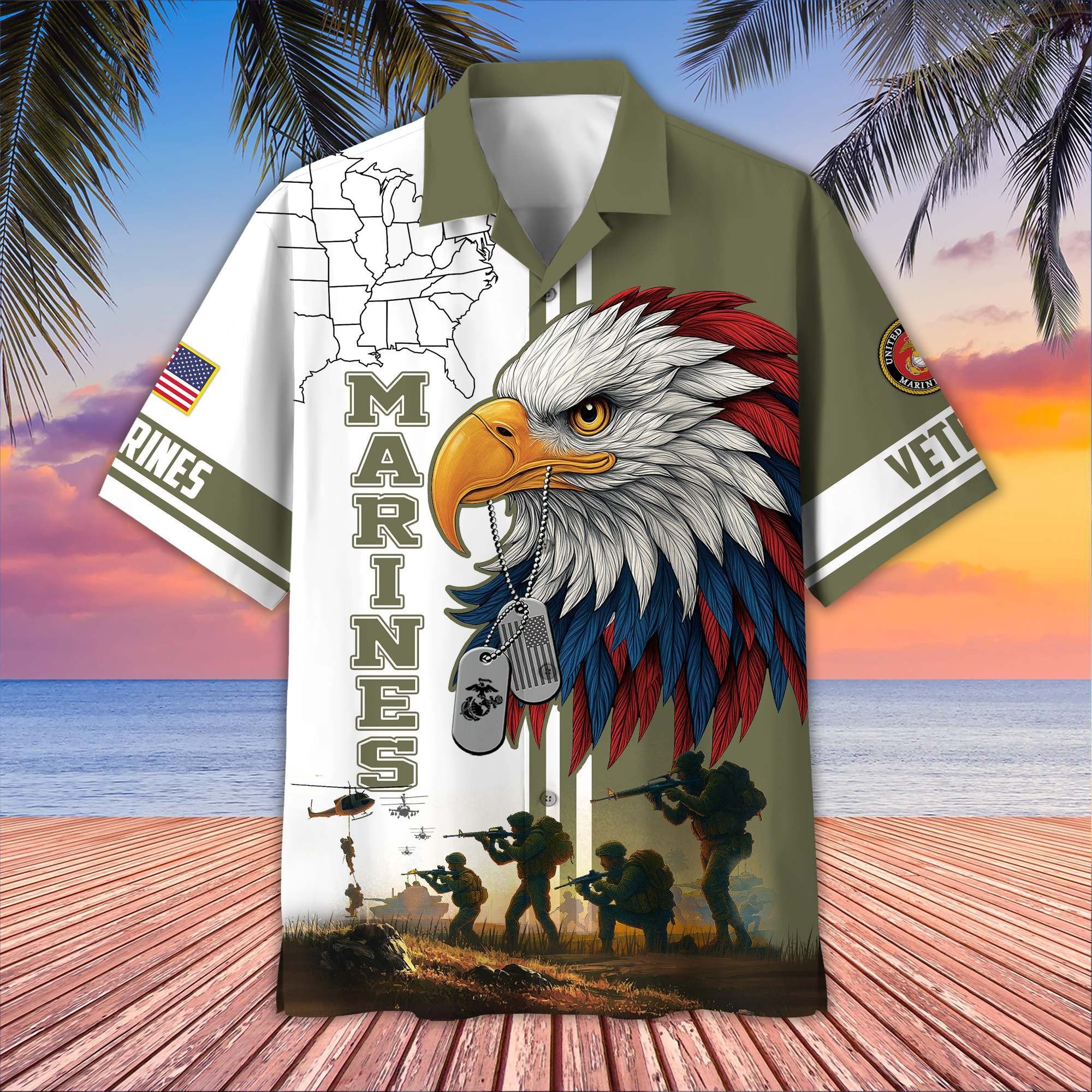 Premium US Veterans Hawaiian Shirt BPHN090611, Gifts For US Veterans, Gifts On Father's Day, Armed Forces Day, Veterans Day.