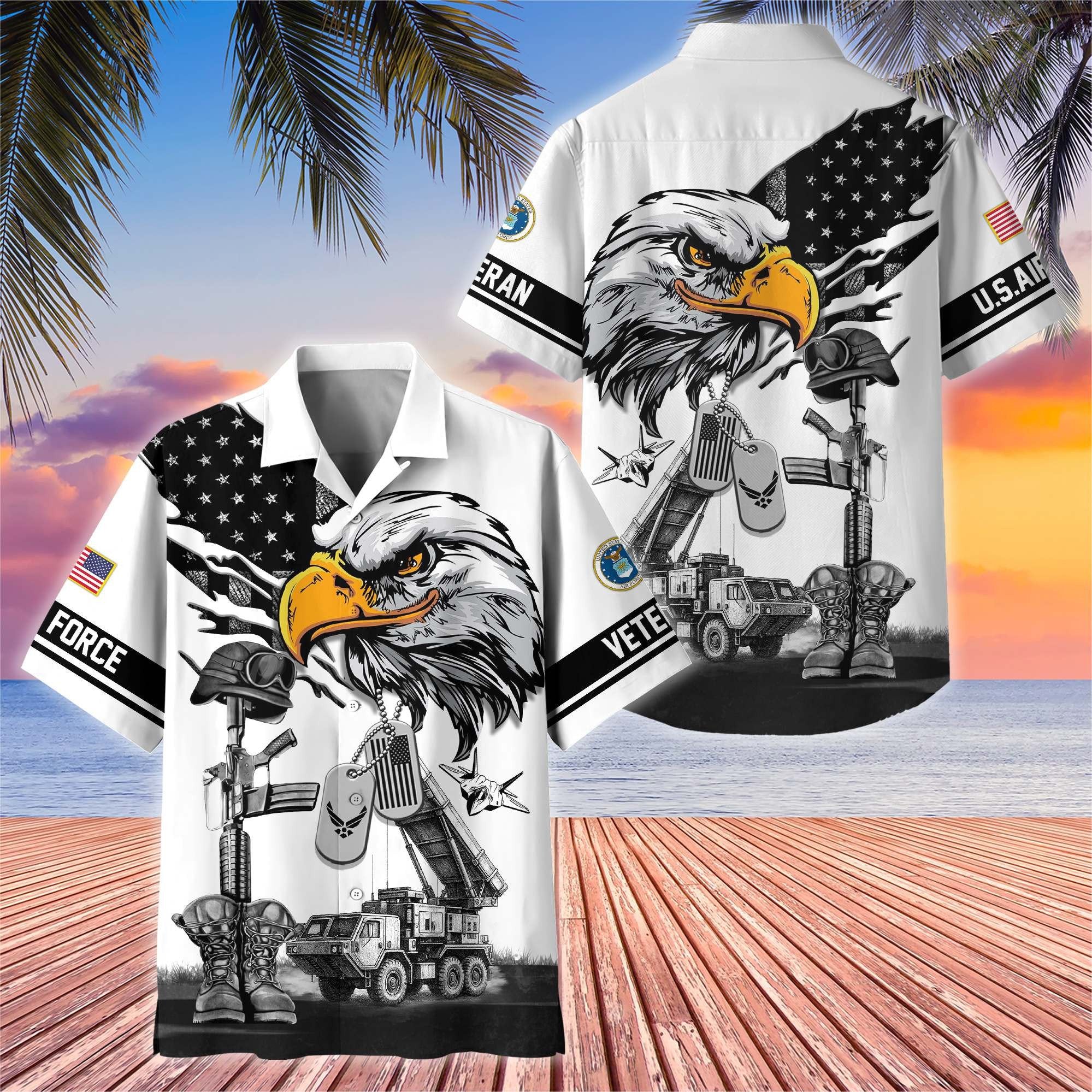 Premium US Veterans Hawaiian Shirt BPHN160611, Gifts For US Veterans, Gifts On Armed Forces Day, Independence Day, Veterans Day.