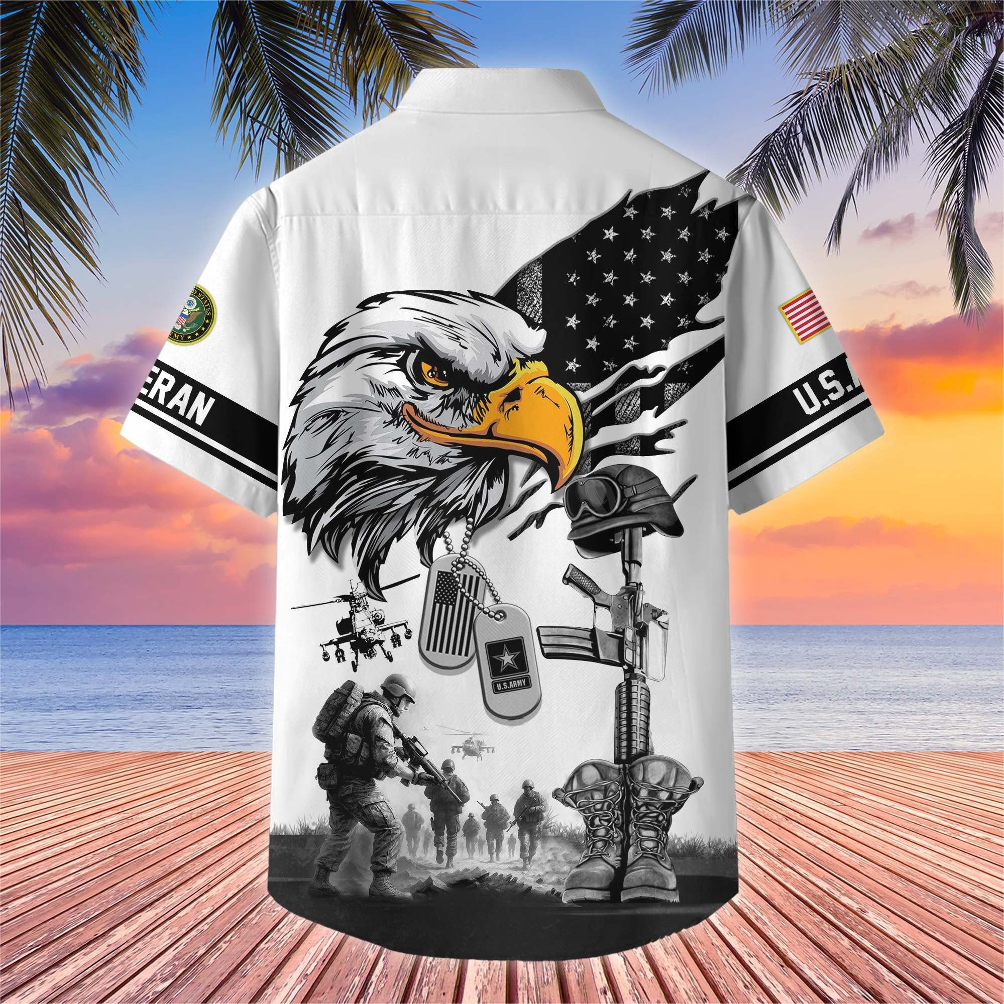 Premium US Veterans Hawaiian Shirt BPHN160611, Gifts For US Veterans, Gifts On Armed Forces Day, Independence Day, Veterans Day.