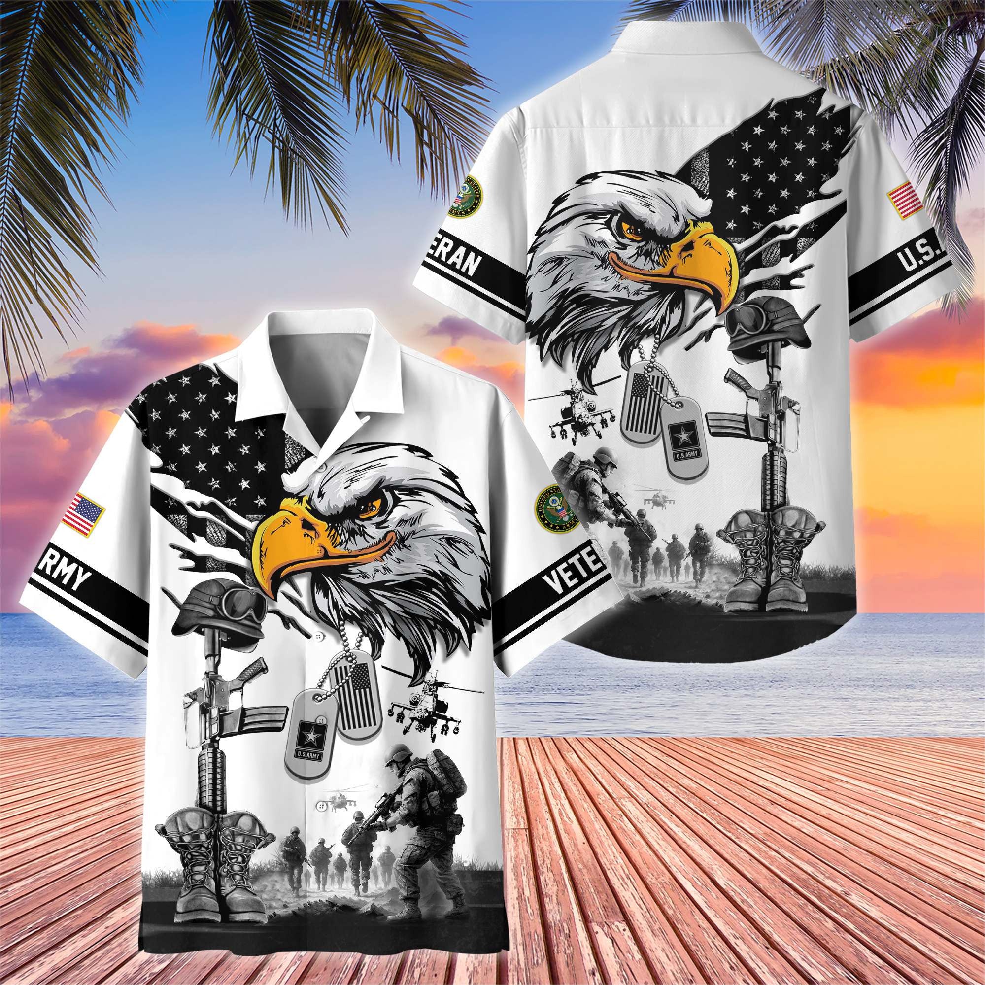 Premium US Veterans Hawaiian Shirt BPHN160611, Gifts For US Veterans, Gifts On Armed Forces Day, Independence Day, Veterans Day.