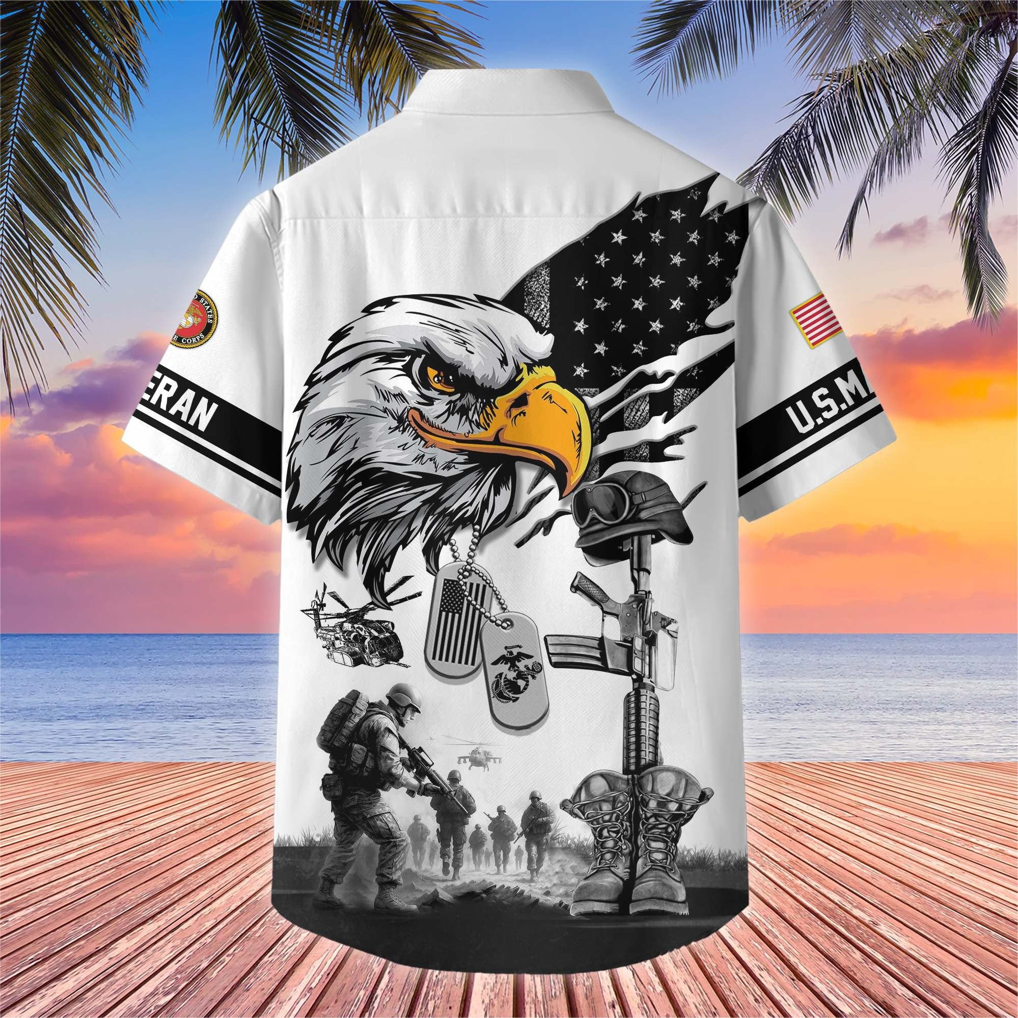 Premium US Veterans Hawaiian Shirt BPHN160611, Gifts For US Veterans, Gifts On Armed Forces Day, Independence Day, Veterans Day.