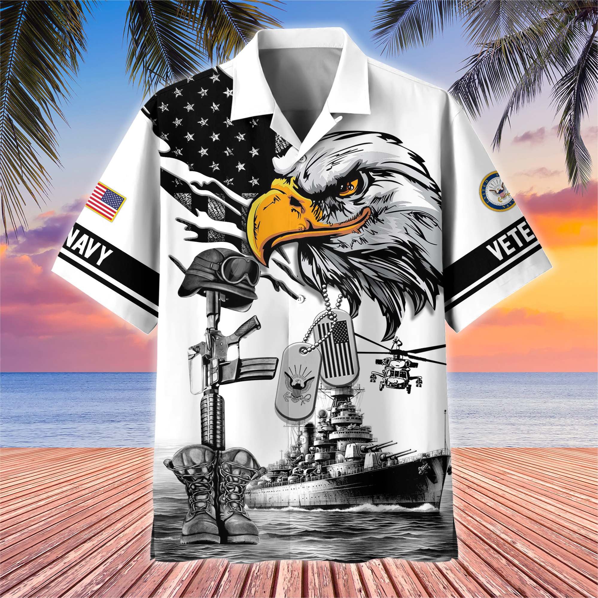 Premium US Veterans Hawaiian Shirt BPHN160611, Gifts For US Veterans, Gifts On Armed Forces Day, Independence Day, Veterans Day.