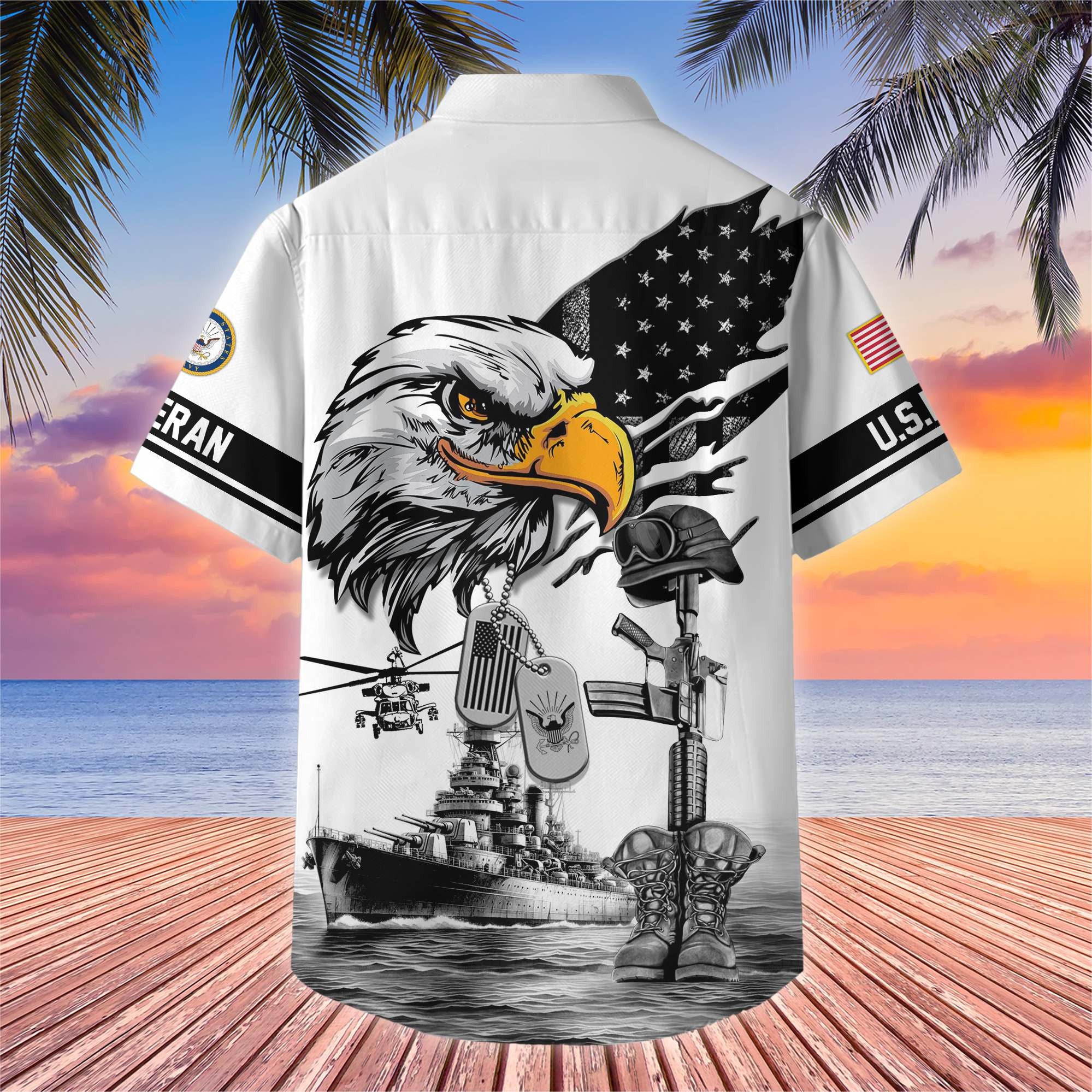 Premium US Veterans Hawaiian Shirt BPHN160611, Gifts For US Veterans, Gifts On Armed Forces Day, Independence Day, Veterans Day.
