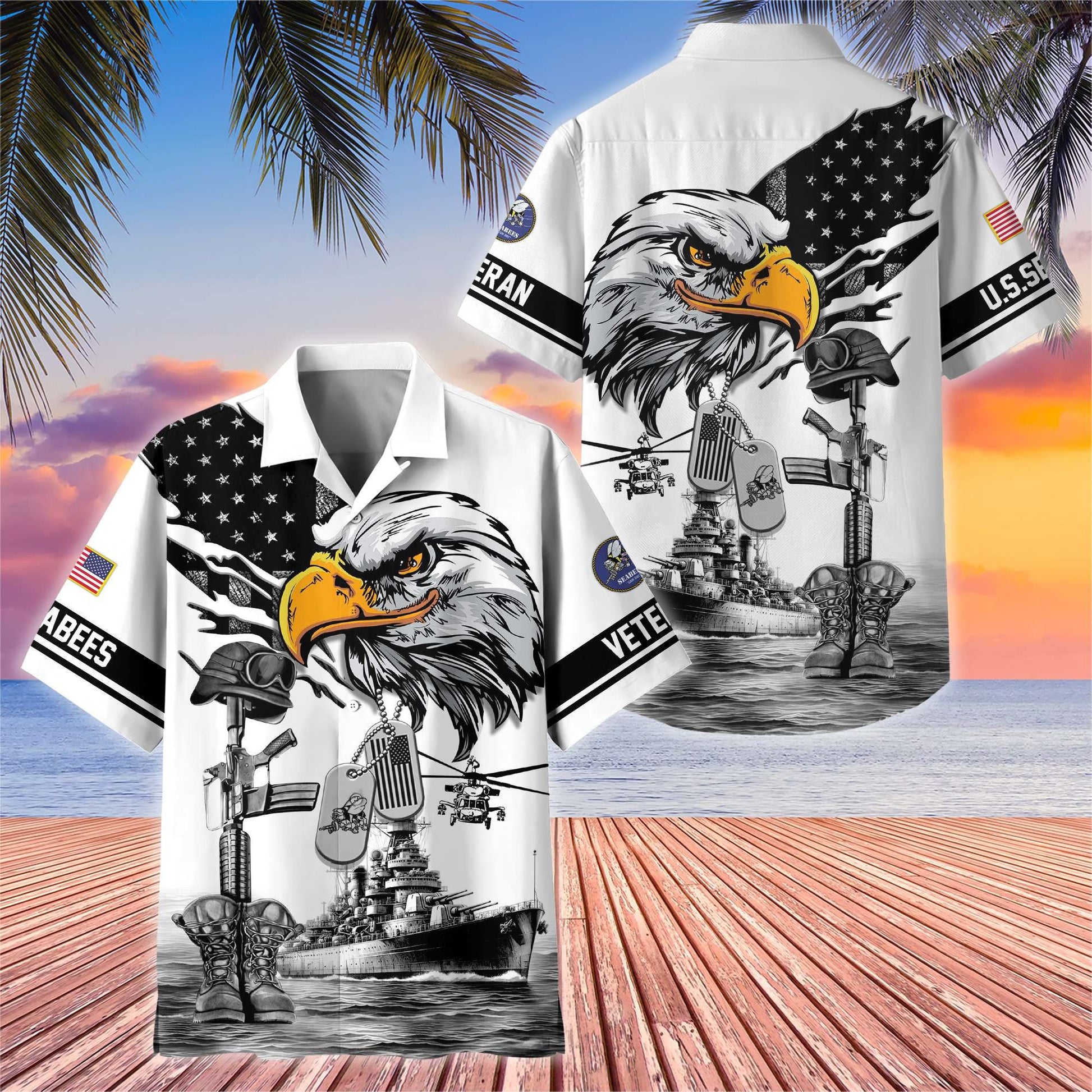Premium US Veterans Hawaiian Shirt BPHN160611, Gifts For US Veterans, Gifts On Armed Forces Day, Independence Day, Veterans Day.