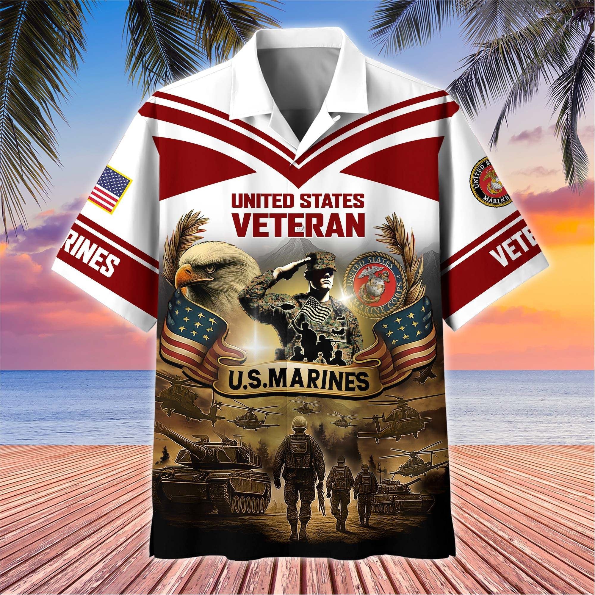 Premium US Veterans Hawaiian Shirt BPHN120611, Gifts For US Veterans, Gifts On Independence Day, Veterans Day.