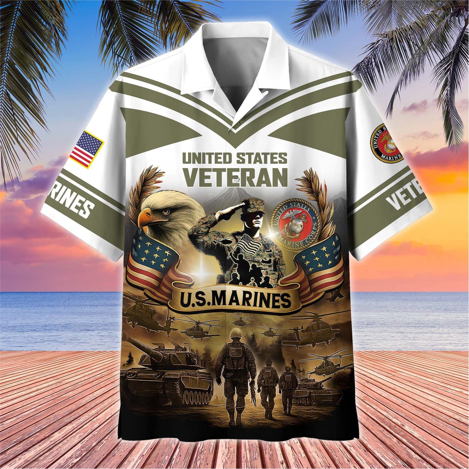 Premium US Veterans Hawaiian Shirt BPHN120611, Gifts For US Veterans, Gifts On Independence Day, Veterans Day.