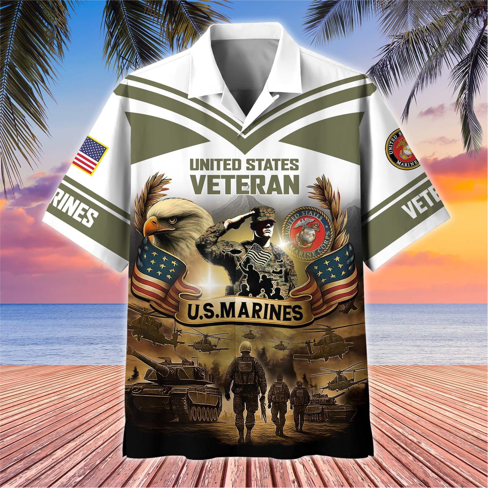 Premium US Veterans Hawaiian Shirt BPHN120611, Gifts For US Veterans, Gifts On Independence Day, Veterans Day.