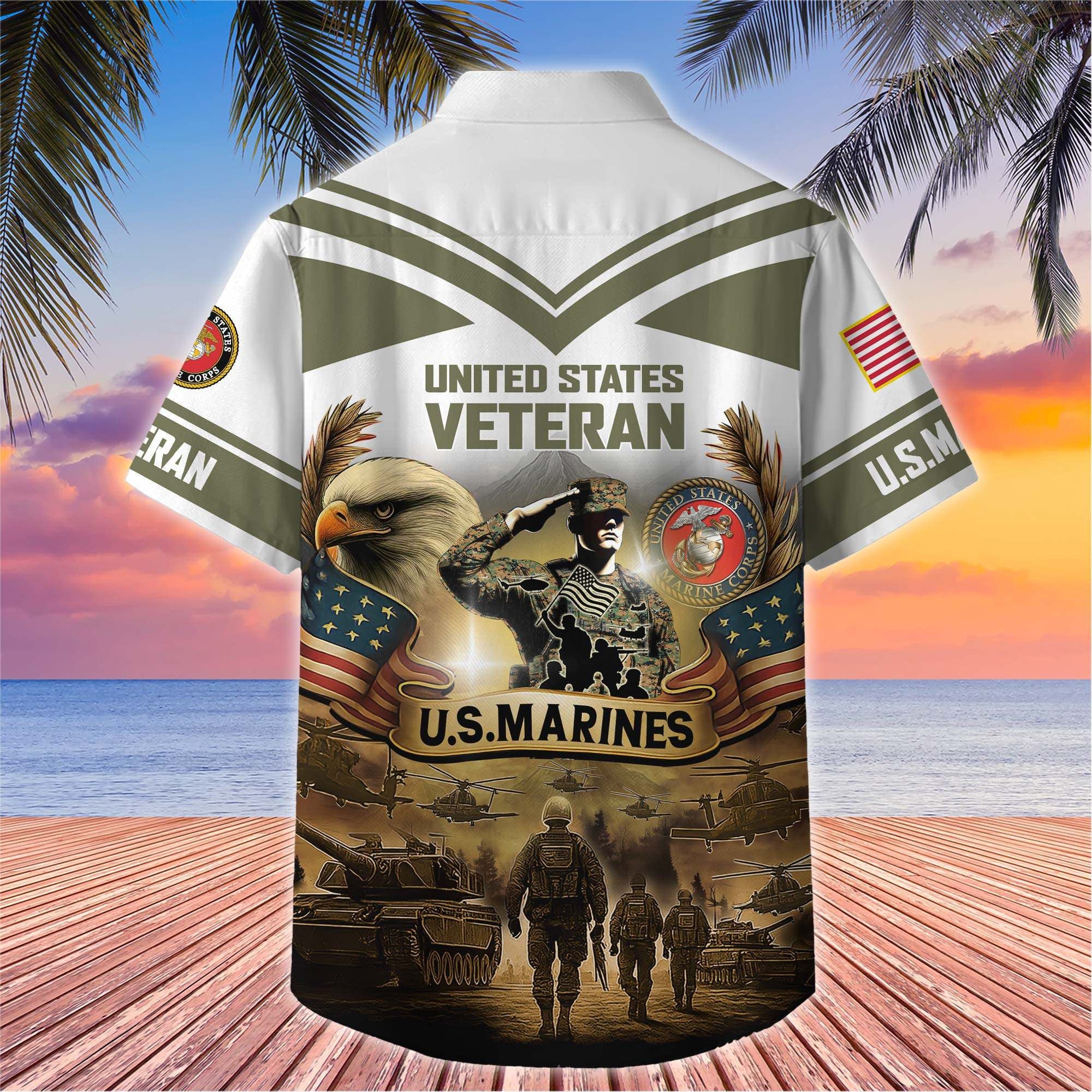 Premium US Veterans Hawaiian Shirt BPHN120611, Gifts For US Veterans, Gifts On Independence Day, Veterans Day.