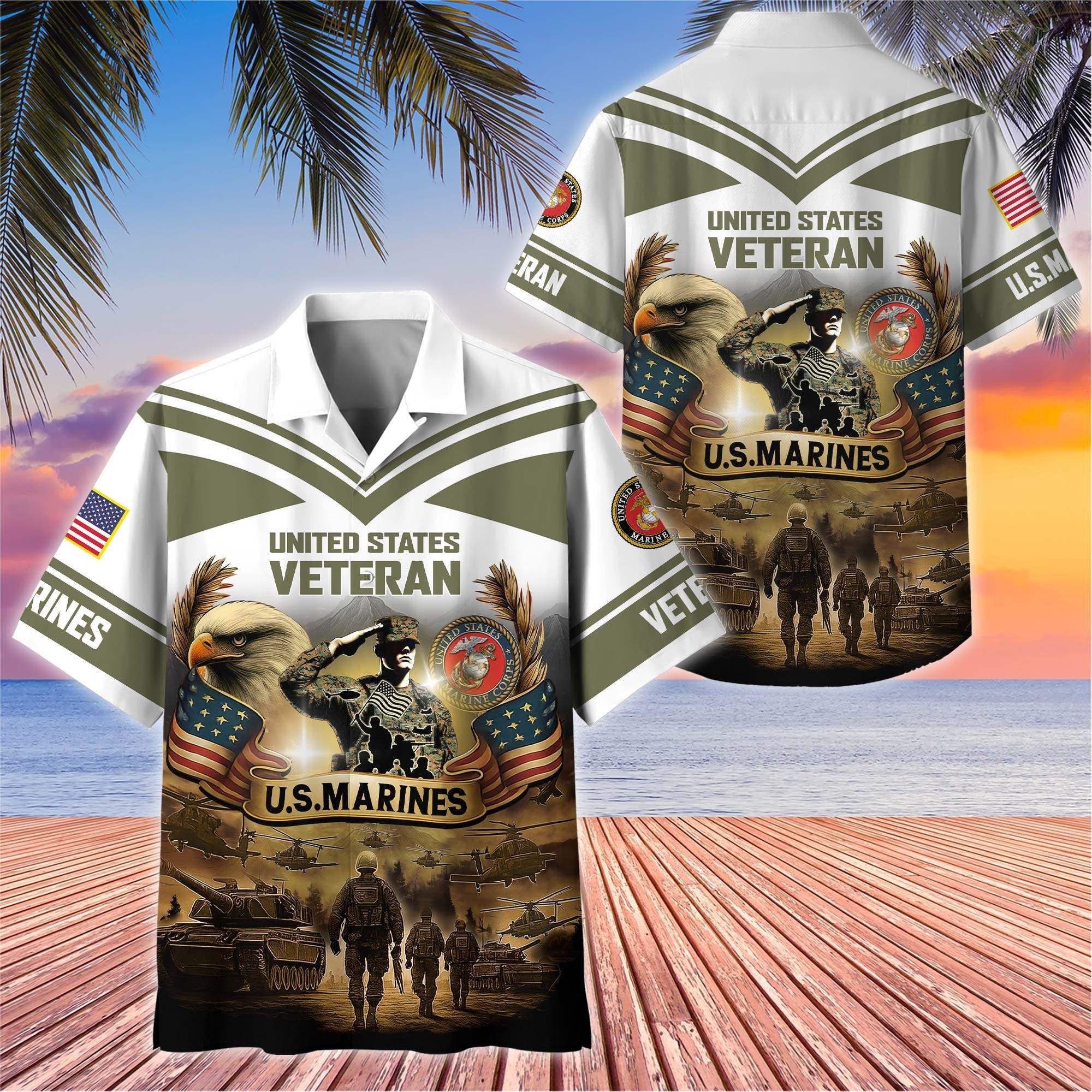 Premium US Veterans Hawaiian Shirt BPHN120611, Gifts For US Veterans, Gifts On Independence Day, Veterans Day.