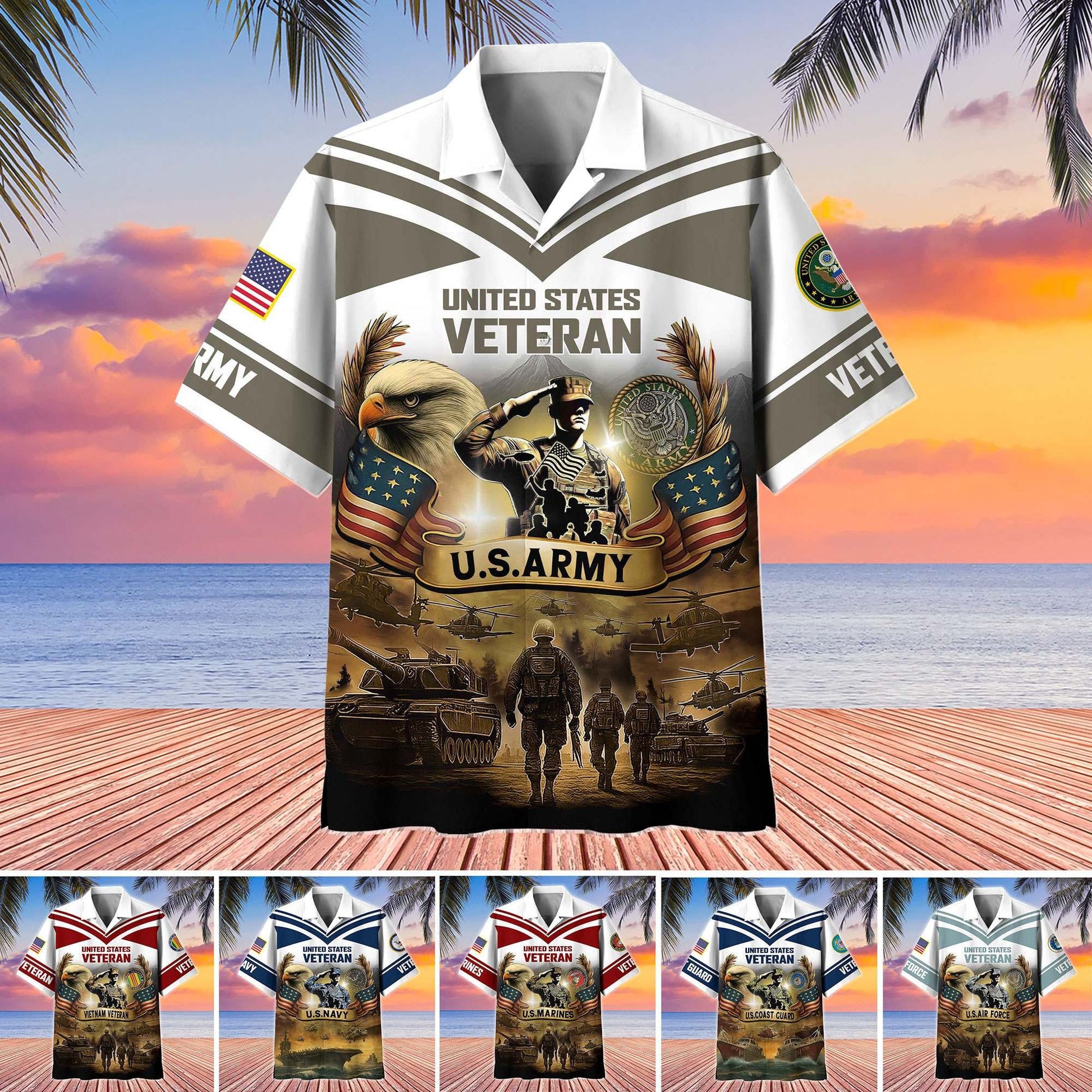 Premium US Veterans Hawaiian Shirt BPHN120611, Gifts For US Veterans, Gifts On Independence Day, Veterans Day.