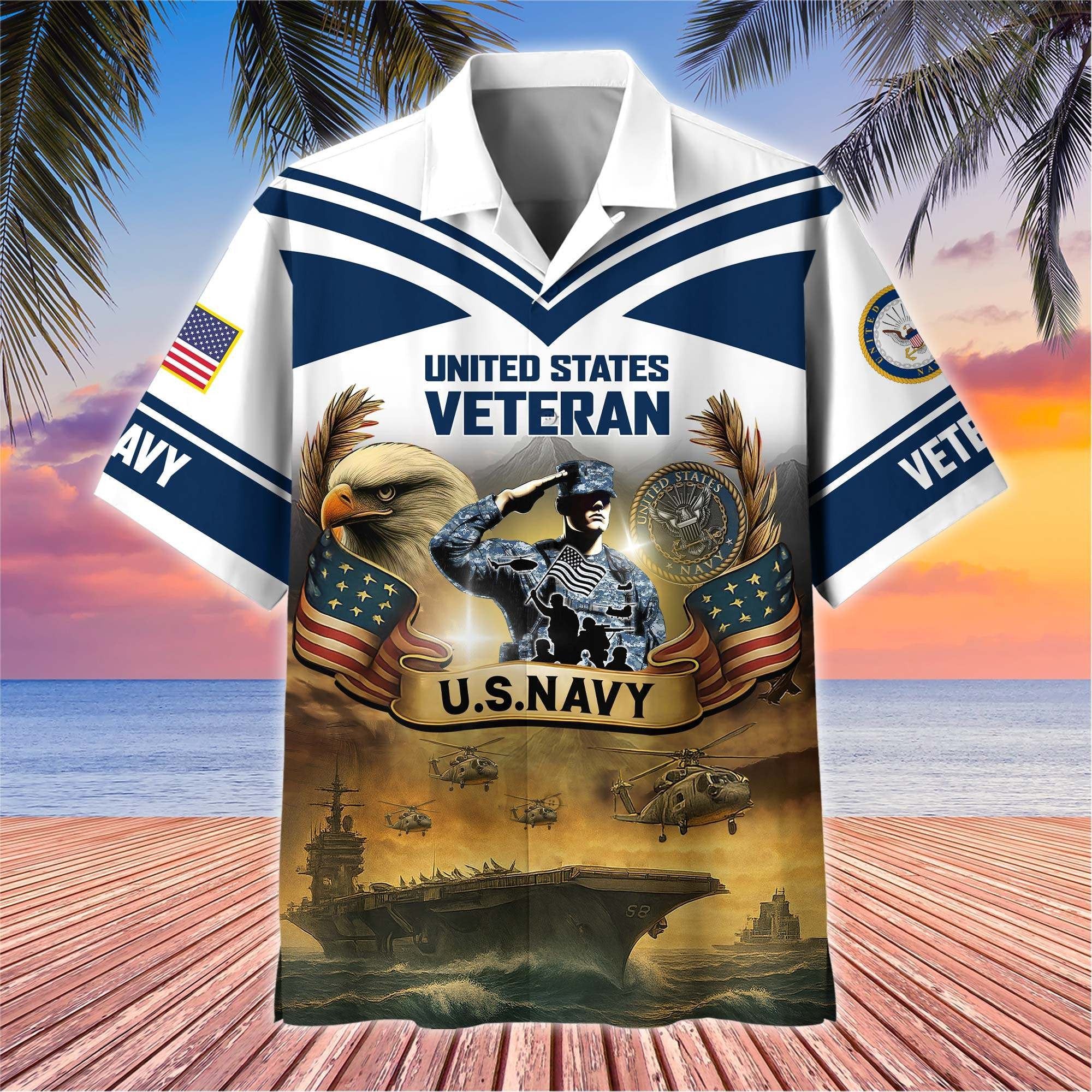Premium US Veterans Hawaiian Shirt BPHN120611, Gifts For US Veterans, Gifts On Independence Day, Veterans Day.