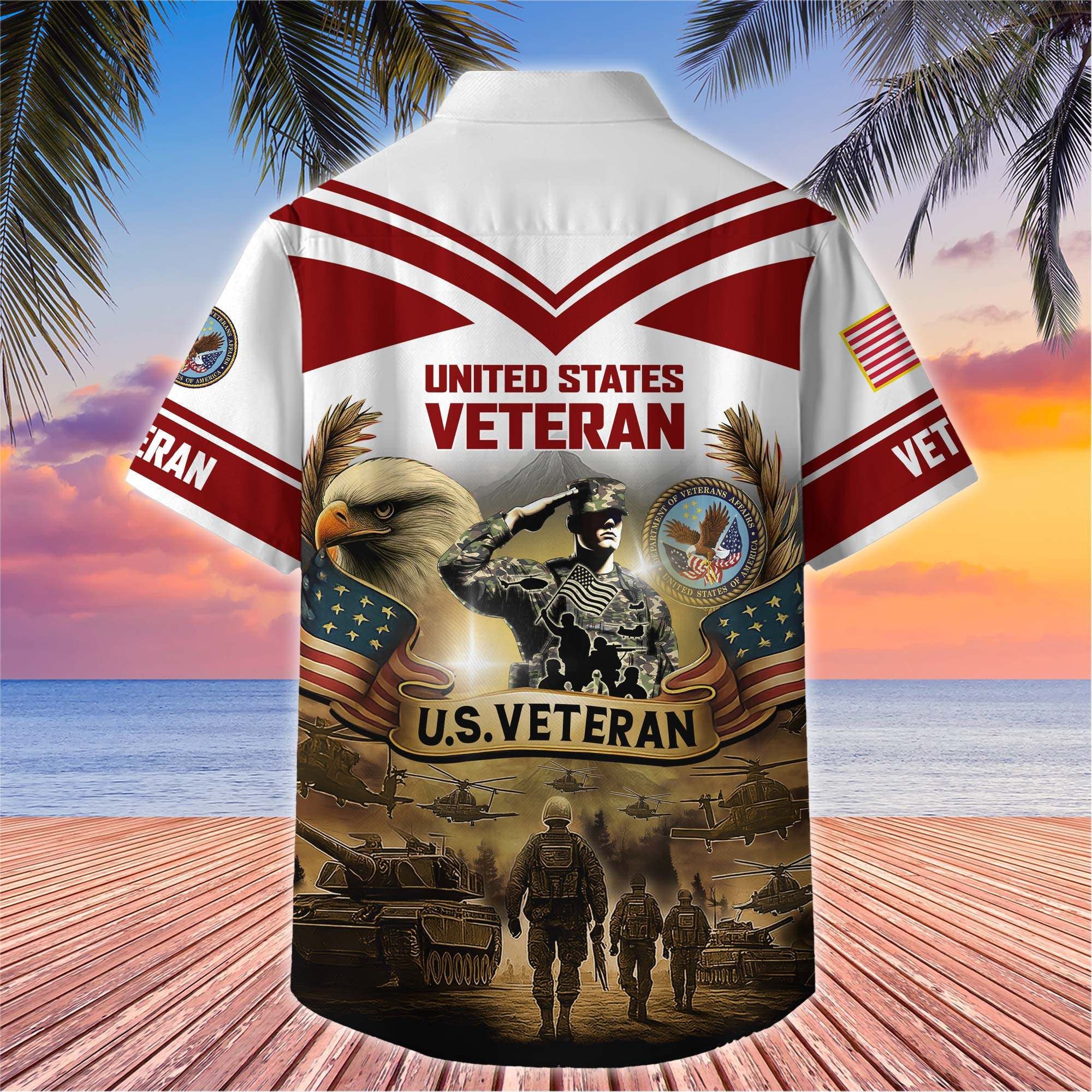 Premium US Veterans Hawaiian Shirt BPHN120611, Gifts For US Veterans, Gifts On Independence Day, Veterans Day.