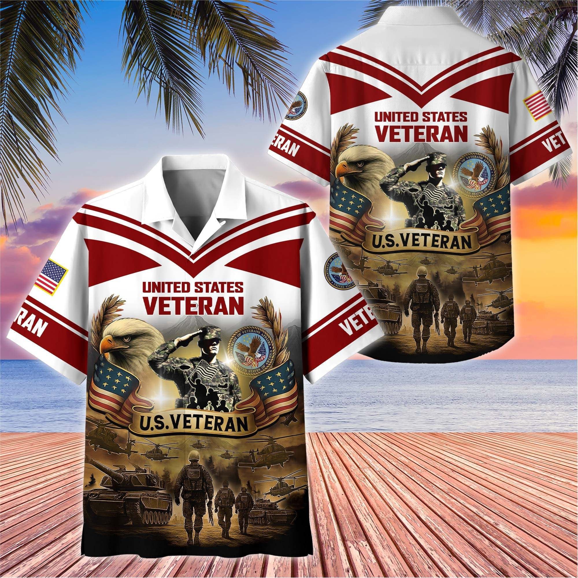 Premium US Veterans Hawaiian Shirt BPHN120611, Gifts For US Veterans, Gifts On Independence Day, Veterans Day.