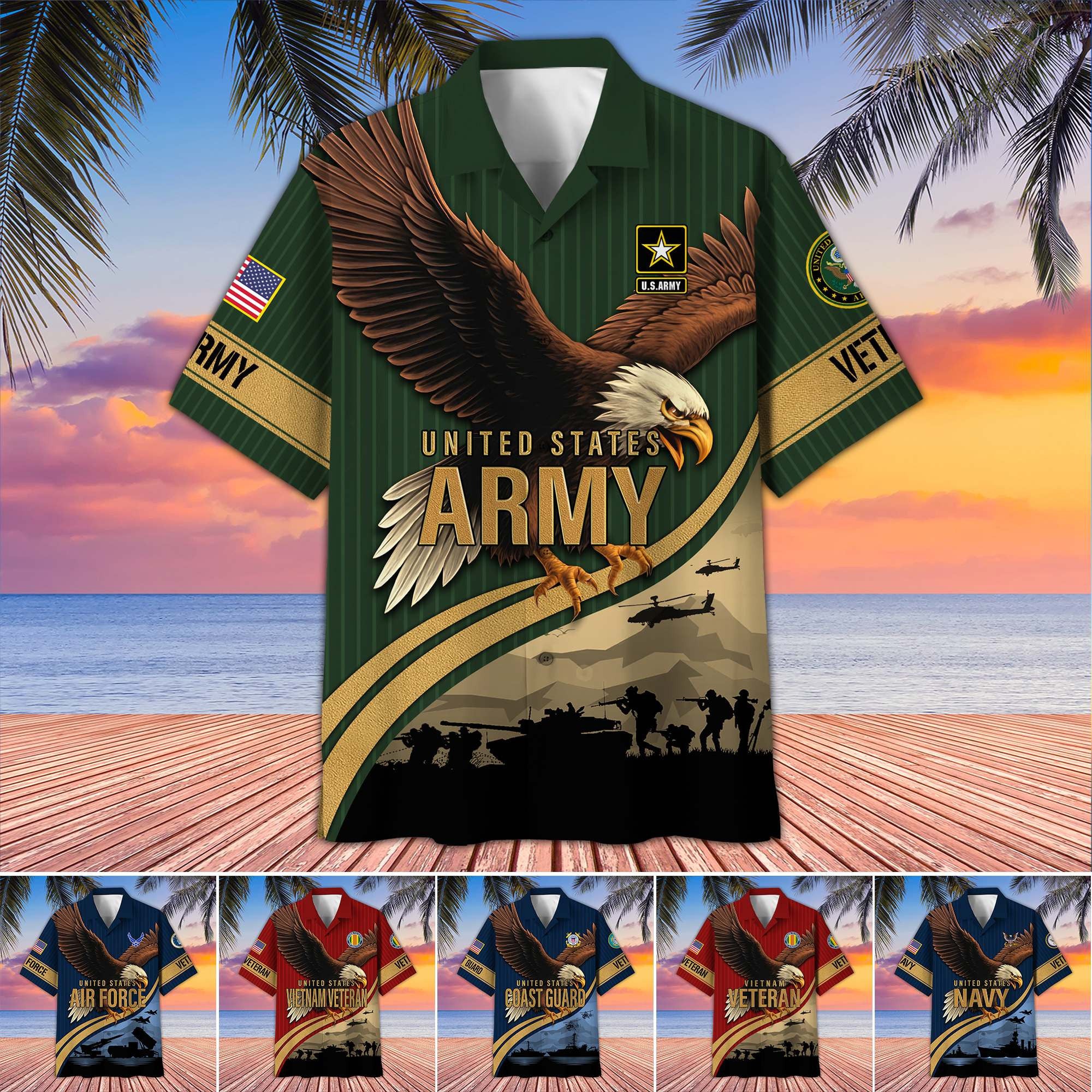 Premium US Veterans Hawaiian Shirt BPHN060611, Gifts For US Veterans, Gifts On Independence Day, Veterans Day.