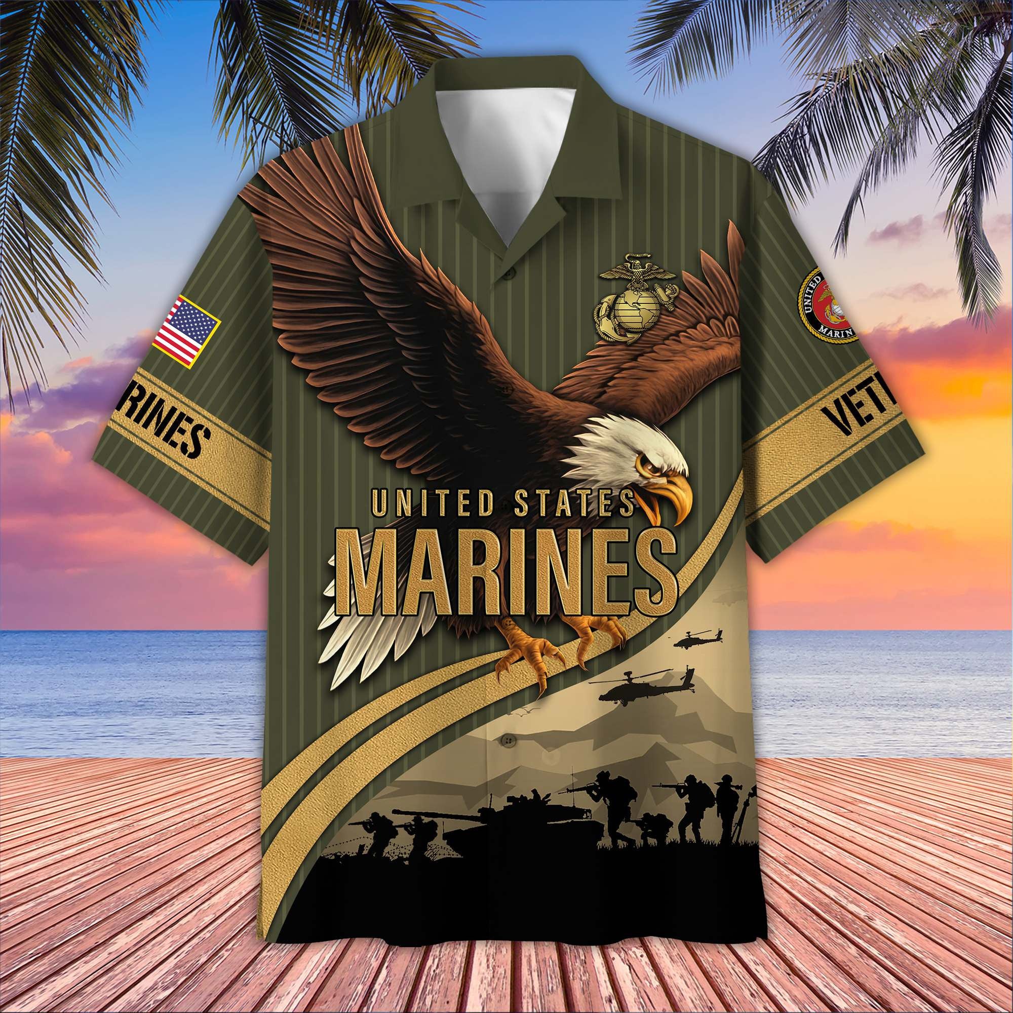 Premium US Veterans Hawaiian Shirt BPHN060611, Gifts For US Veterans, Gifts On Independence Day, Veterans Day.