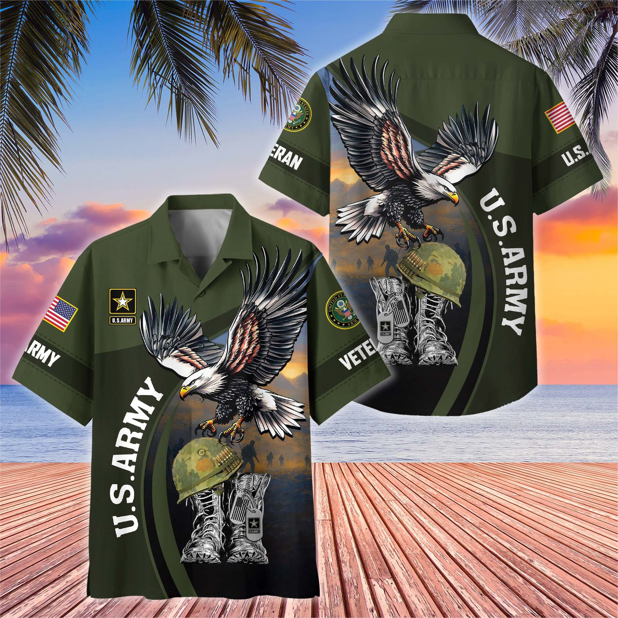 Premium US Veterans Hawaiian Shirt BPHN040611, Gifts For US Veterans, Gifts On Independence Day, Veterans Day.