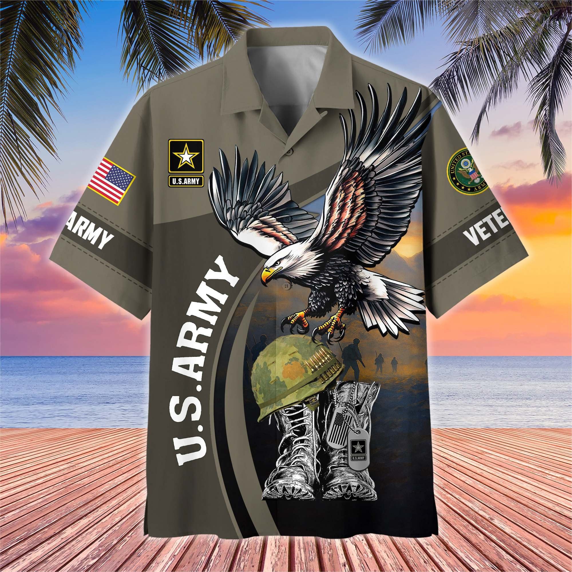 Premium US Veterans Hawaiian Shirt BPHN040611, Gifts For US Veterans, Gifts On Independence Day, Veterans Day.