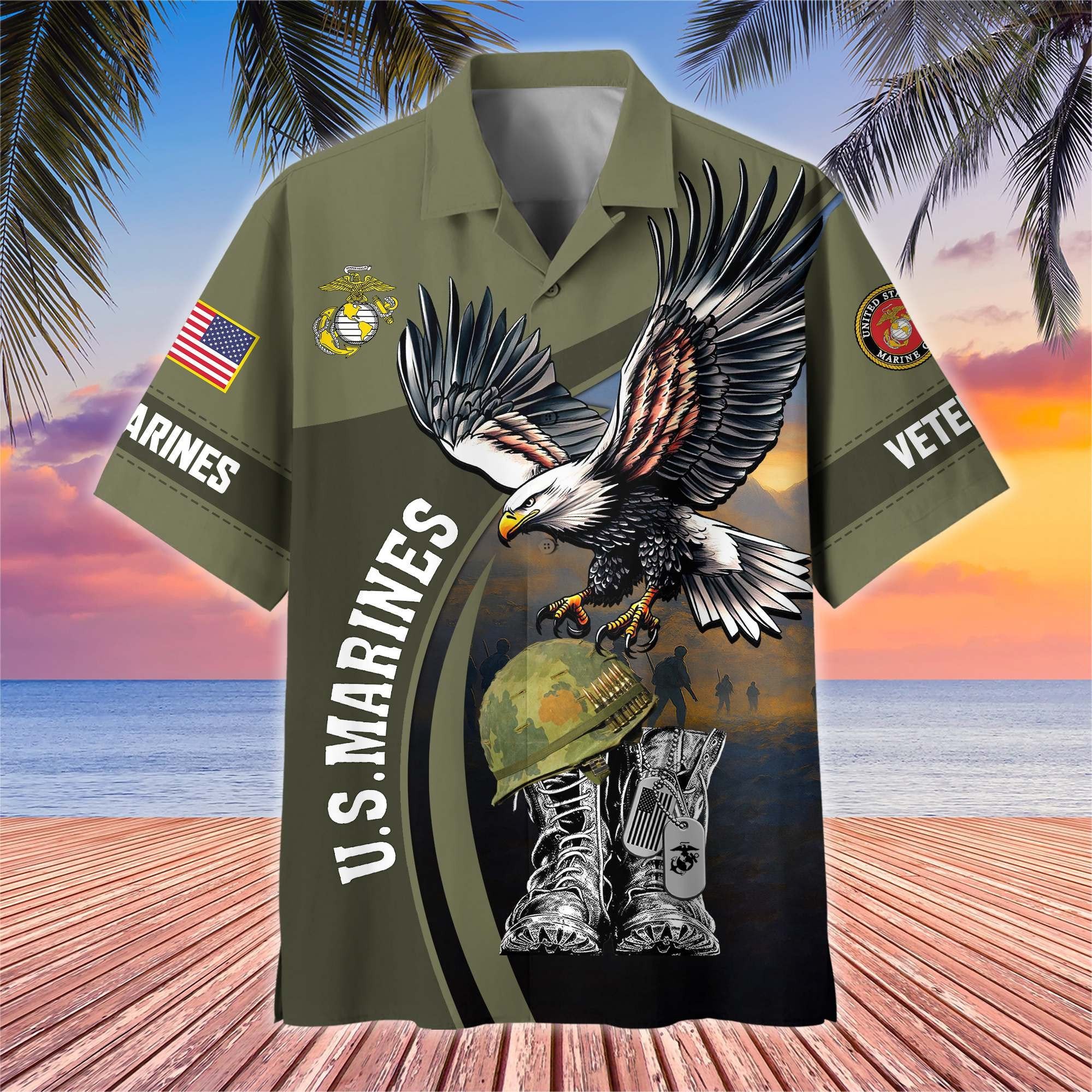 Premium US Veterans Hawaiian Shirt BPHN040611, Gifts For US Veterans, Gifts On Independence Day, Veterans Day.