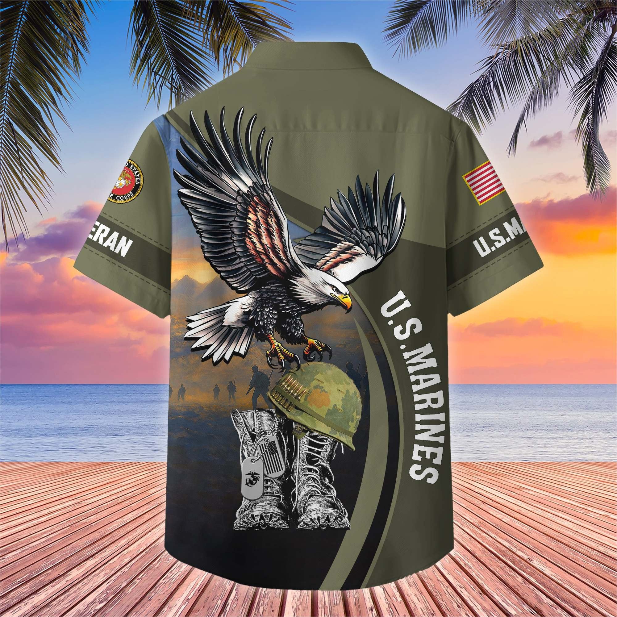 Premium US Veterans Hawaiian Shirt BPHN040611, Gifts For US Veterans, Gifts On Independence Day, Veterans Day.