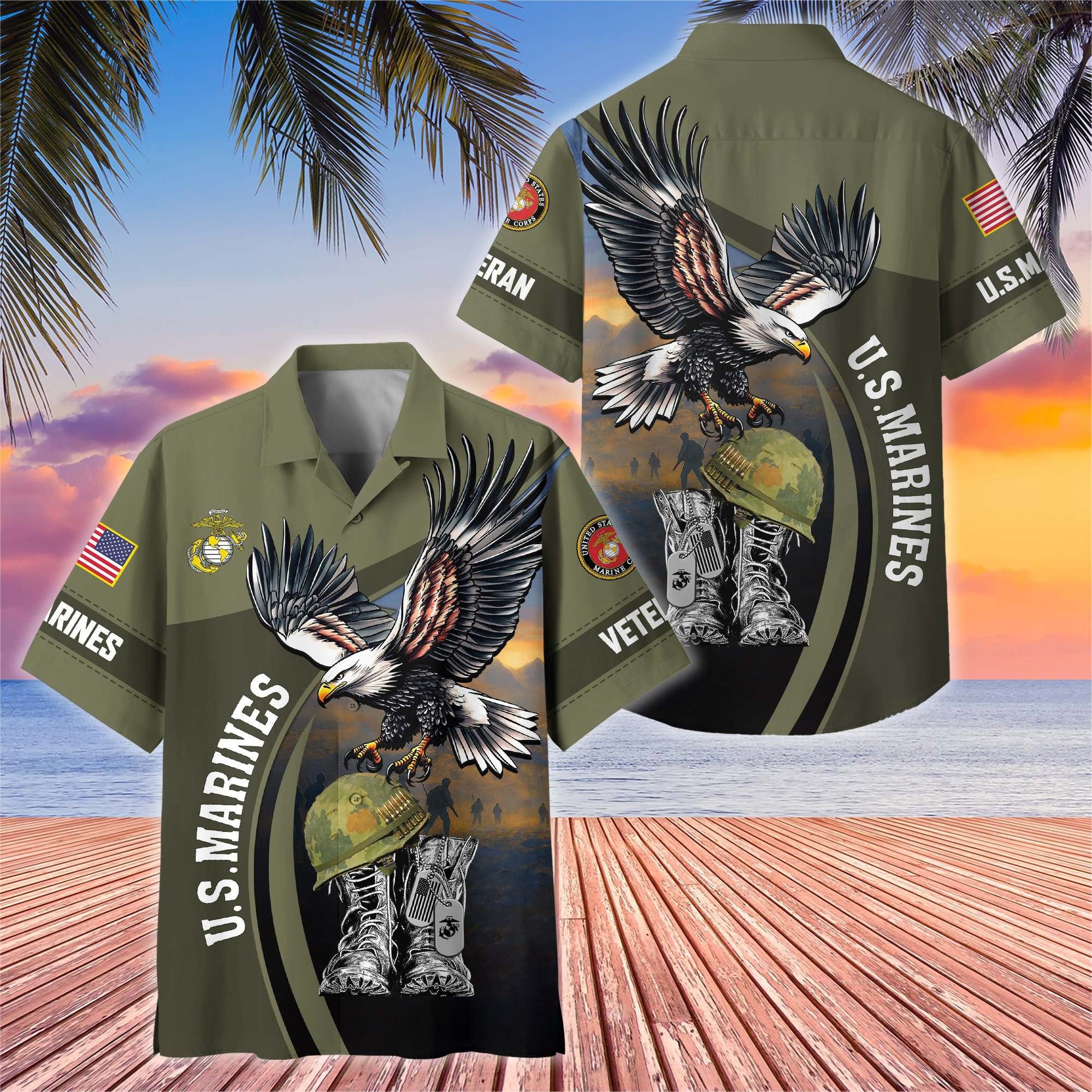 Premium US Veterans Hawaiian Shirt BPHN040611, Gifts For US Veterans, Gifts On Independence Day, Veterans Day.