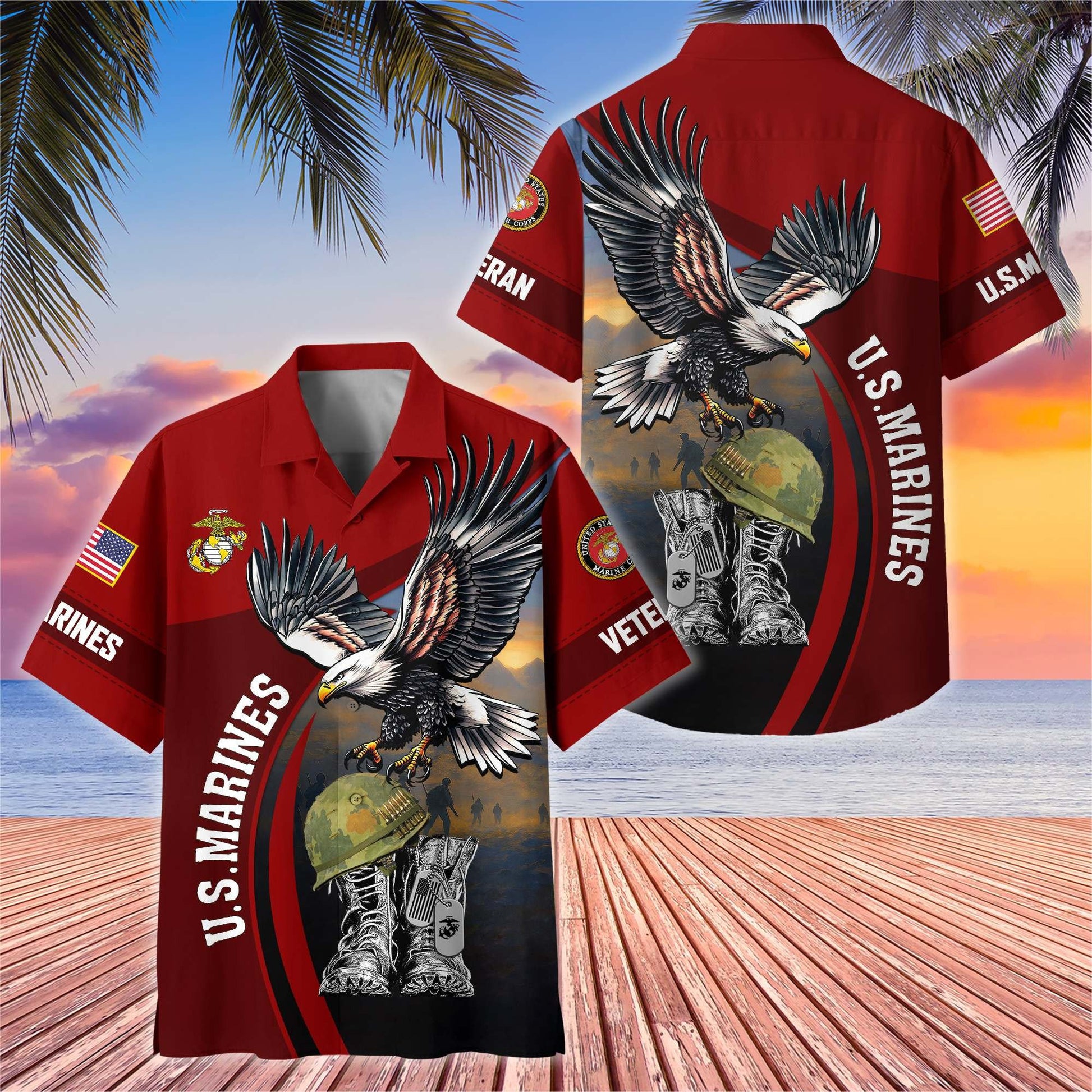 Premium US Veterans Hawaiian Shirt BPHN040611, Gifts For US Veterans, Gifts On Independence Day, Veterans Day.