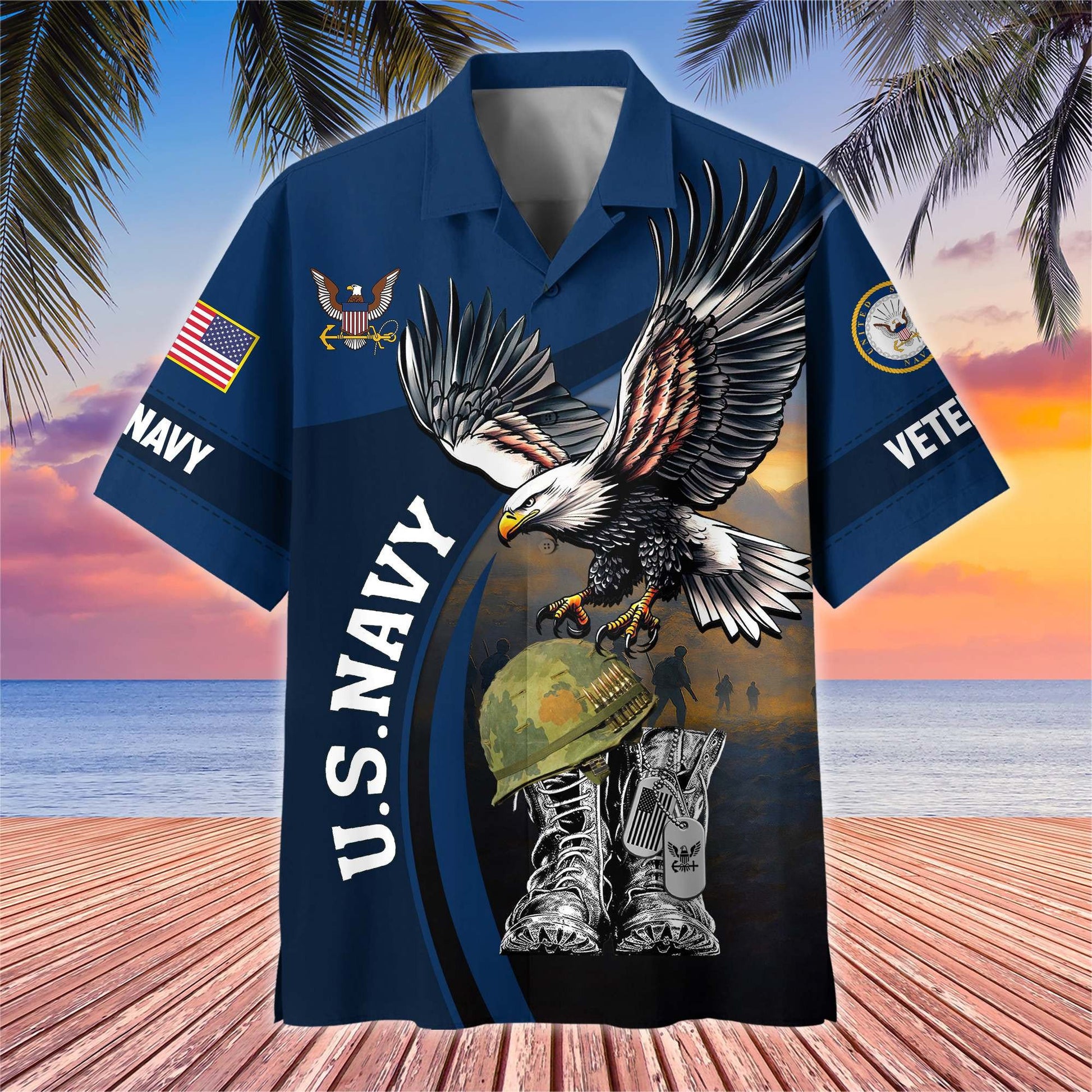 Premium US Veterans Hawaiian Shirt BPHN040611, Gifts For US Veterans, Gifts On Independence Day, Veterans Day.