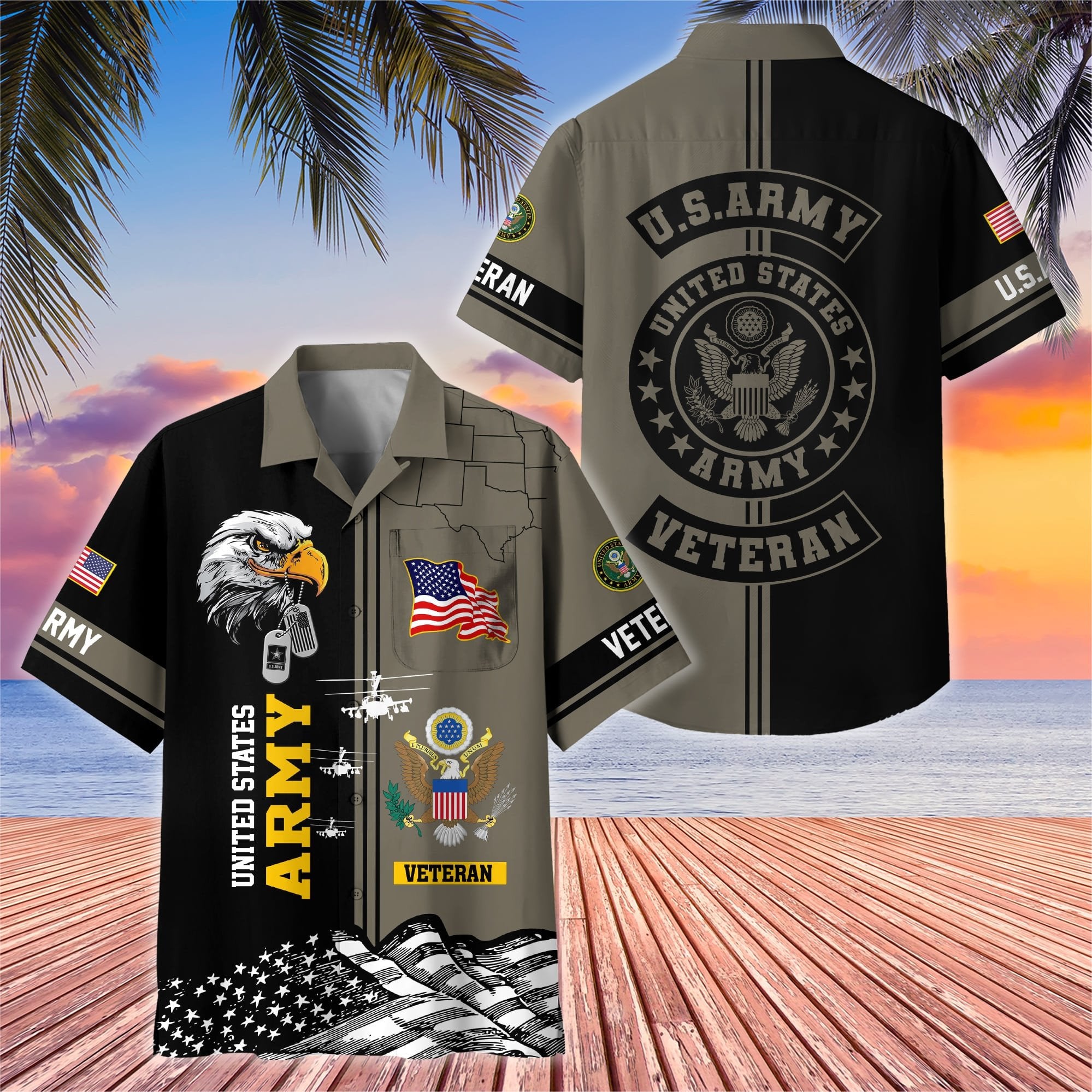 Premium US Veterans Hawaiian Shirt With Pocket BPVC200602, Gifts For US Veterans, Gifts On Independence Day, Veterans Day.