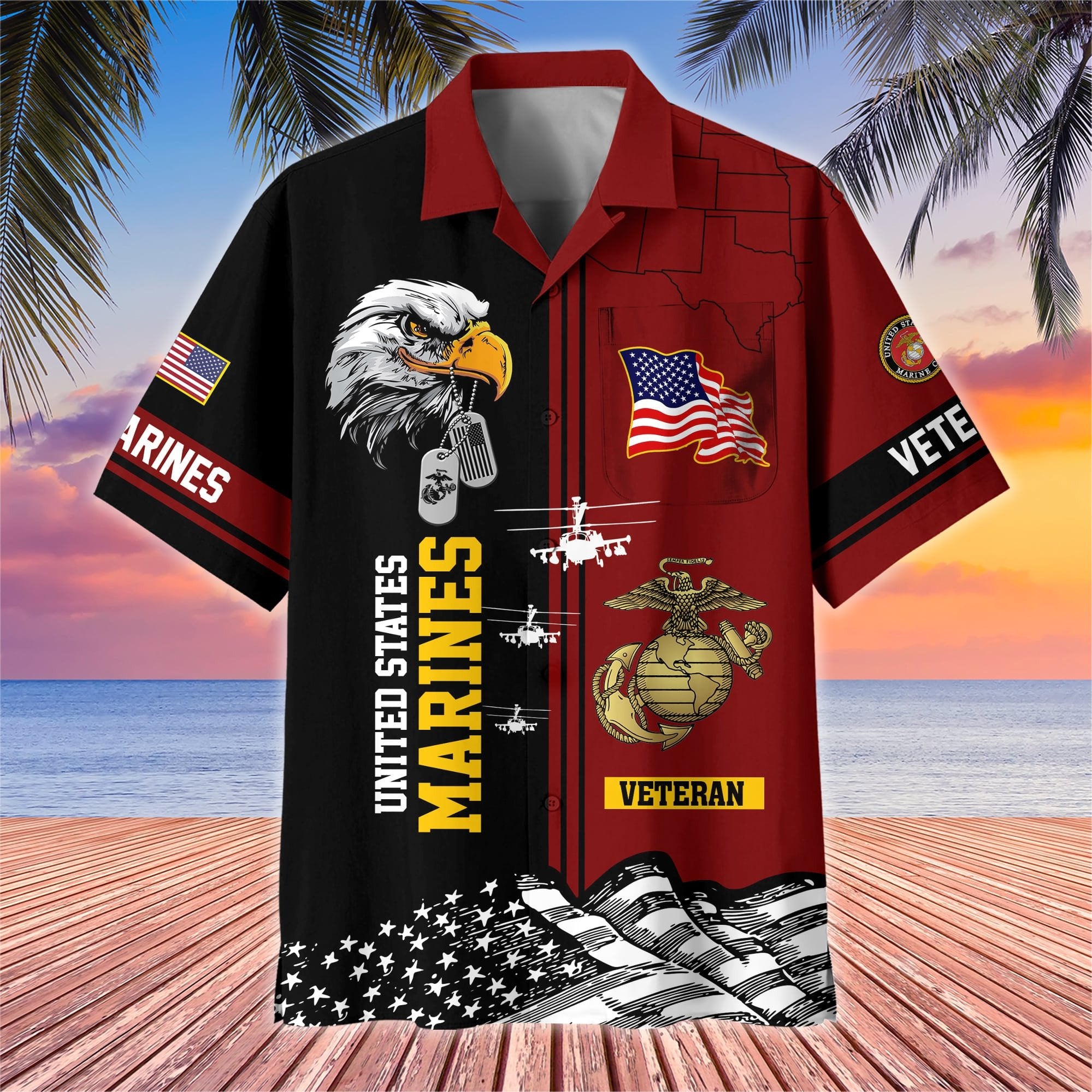 Premium US Veterans Hawaiian Shirt With Pocket BPVC200602, Gifts For US Veterans, Gifts On Independence Day, Veterans Day.