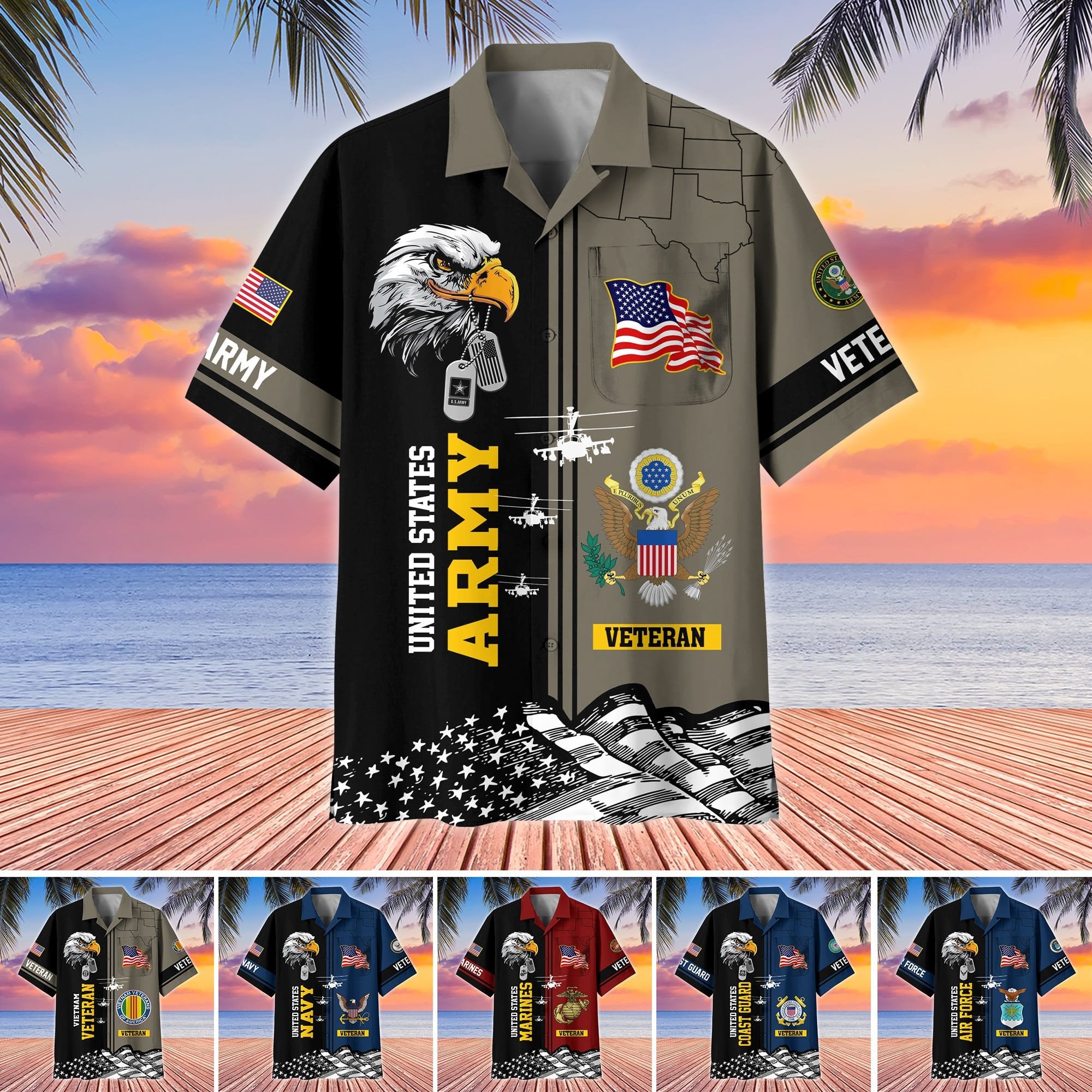 Premium US Veterans Hawaiian Shirt With Pocket BPVC200602, Gifts For US Veterans, Gifts On Independence Day, Veterans Day.