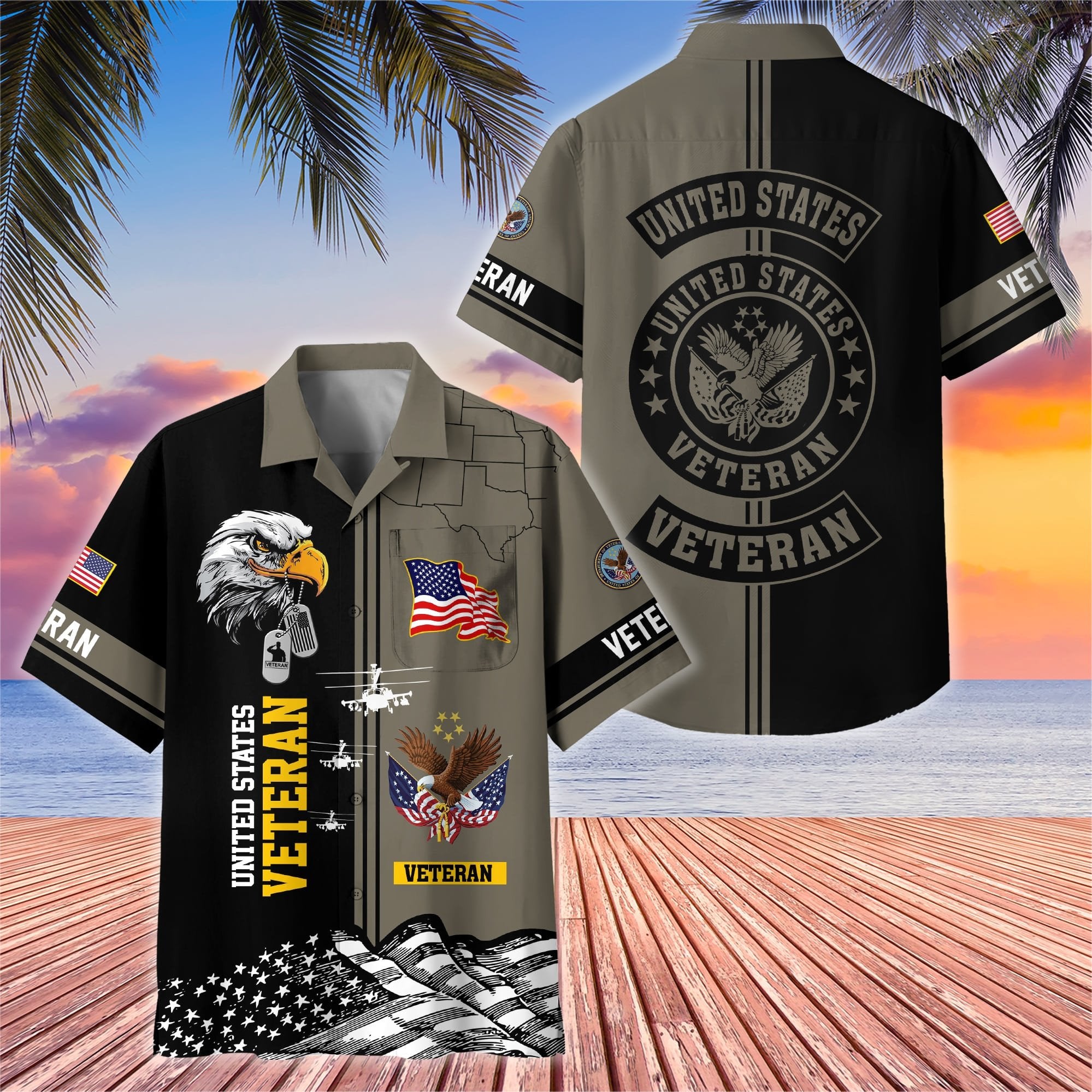 Premium US Veterans Hawaiian Shirt With Pocket BPVC200602, Gifts For US Veterans, Gifts On Independence Day, Veterans Day.