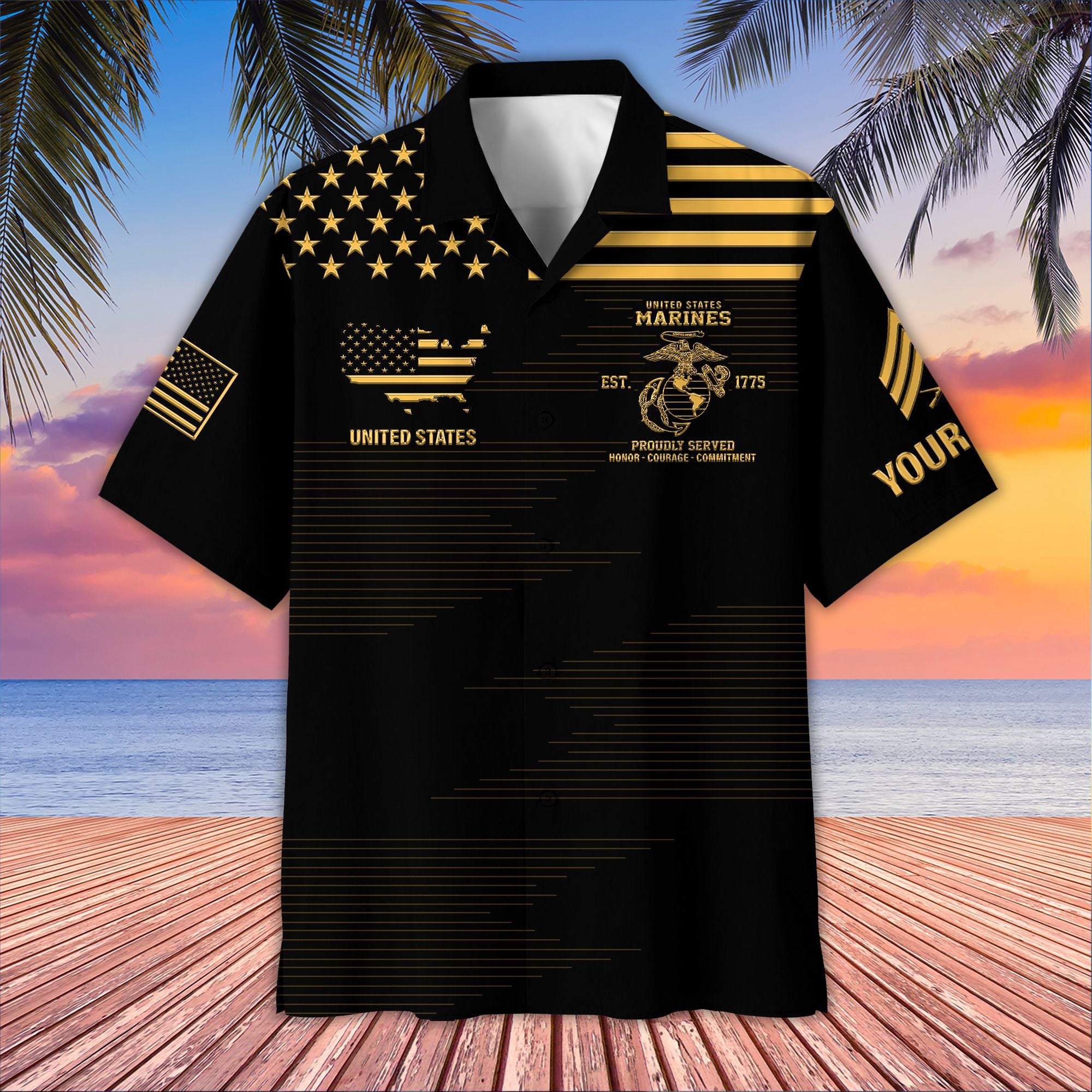 Unique Custom Name, Rank, USMC Hawaiian Shirt VPVC407603, Gifts For Marine Veteran, Best Gifts On Father's Day, Independence Day, Veterans Day.