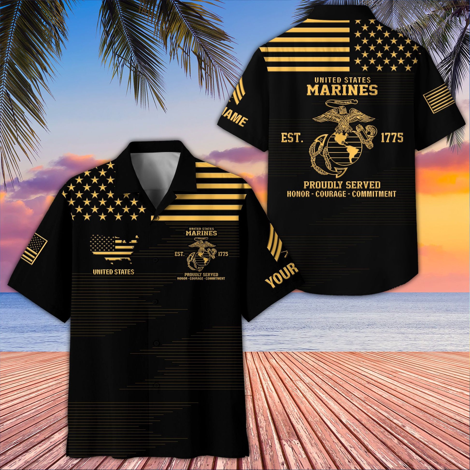 Unique Custom Name, Rank, USMC Hawaiian Shirt VPVC407603, Gifts For Marine Veteran, Best Gifts On Father's Day, Independence Day, Veterans Day.