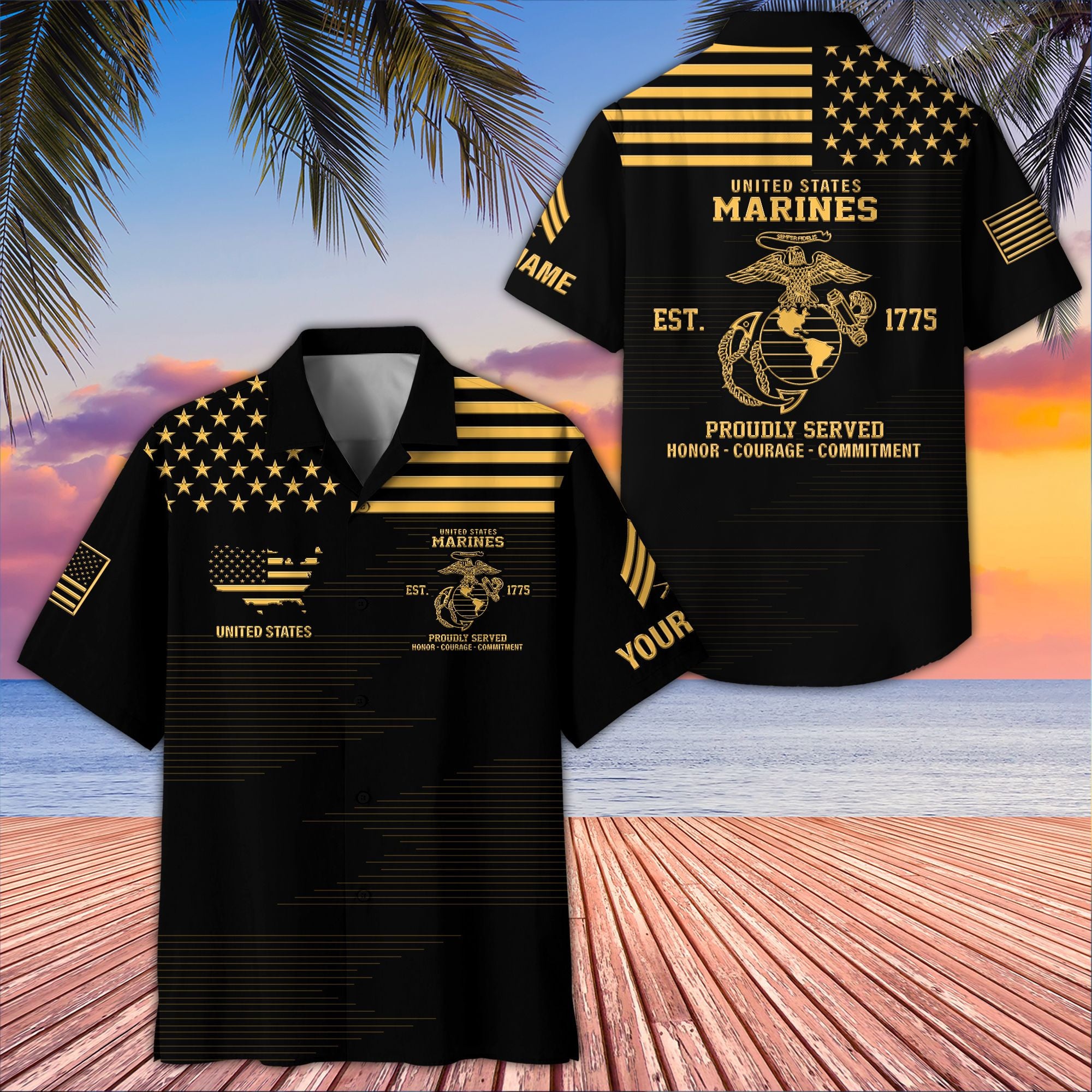 Unique Custom Name, Rank, USMC Hawaiian Shirt VPVC407603, Gifts For Marine Veteran, Best Gifts On Father's Day, Independence Day, Veterans Day.
