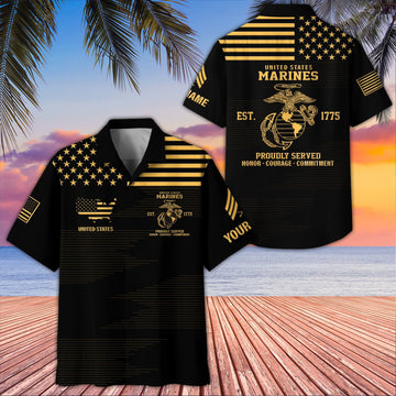 Unique Custom Name, Rank, USMC Hawaiian Shirt VPVC407603, Gifts For Marine Veteran, Best Gifts On Father's Day, Independence Day, Veterans Day.