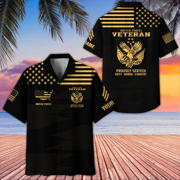 Unique Custom Name, Rank, US Veteran Hawaiian Shirt VPVC407607, Gifts For US Veteran, Best Gifts On Father's Day, Independence Day, Veterans Day.