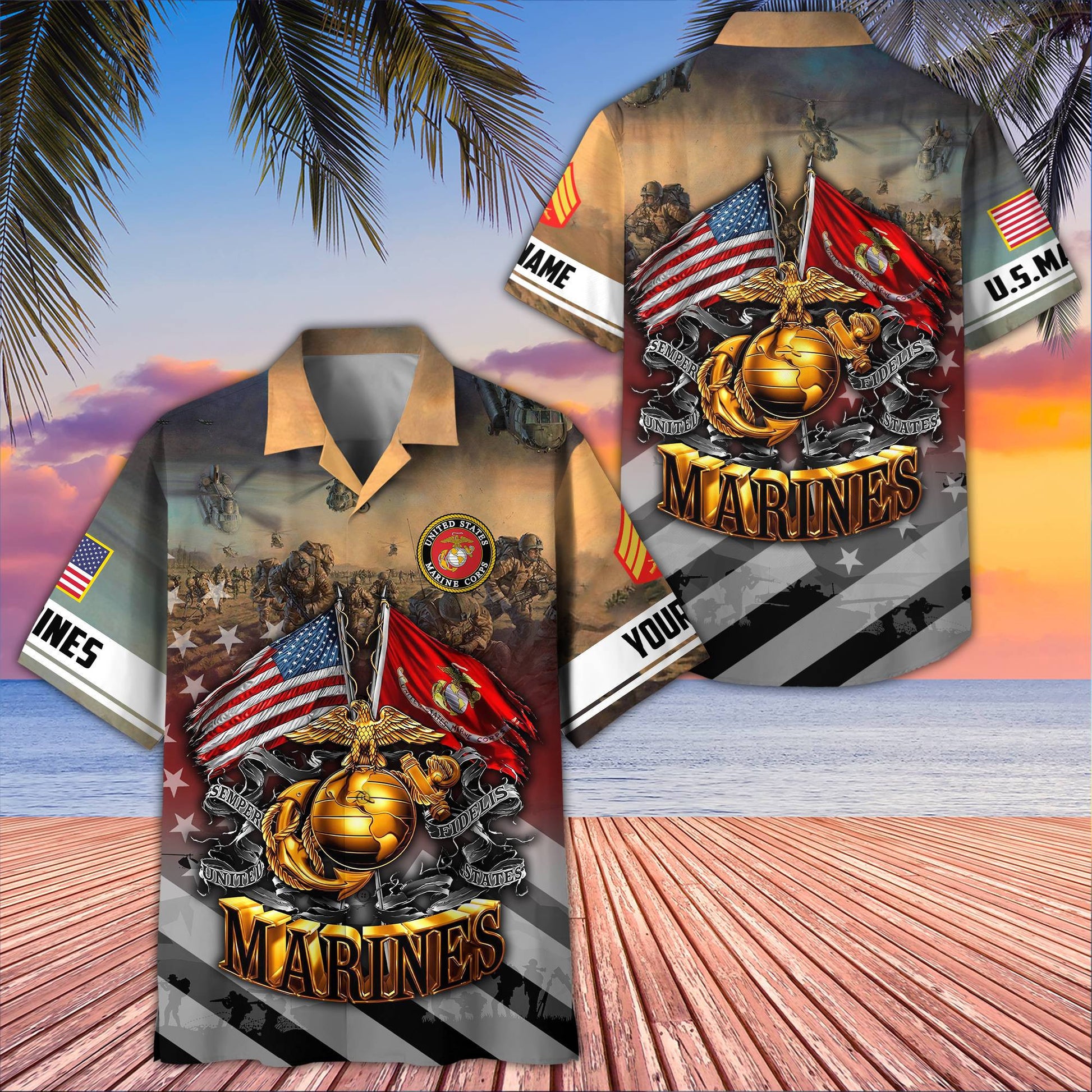 USMC Custom Hawaiian Shirt VPVC407803, Gifts For Marine Veteran, Best Gifts On Father's Day, Armed Forces Day, Independence Day, Veterans Day.