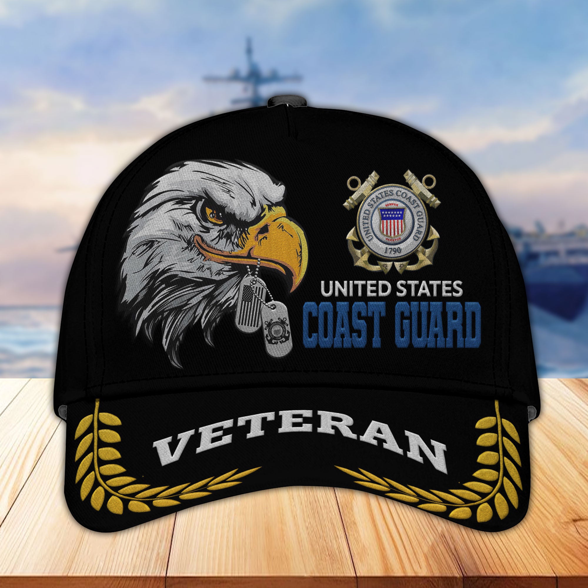 Unique Custom Name, Rank, Year, USCG Embroidered Hats VPVC307005, Gifts For Coast Guard Veteran, Best Gifts On Father's Day, Independence Day, Veterans Day.