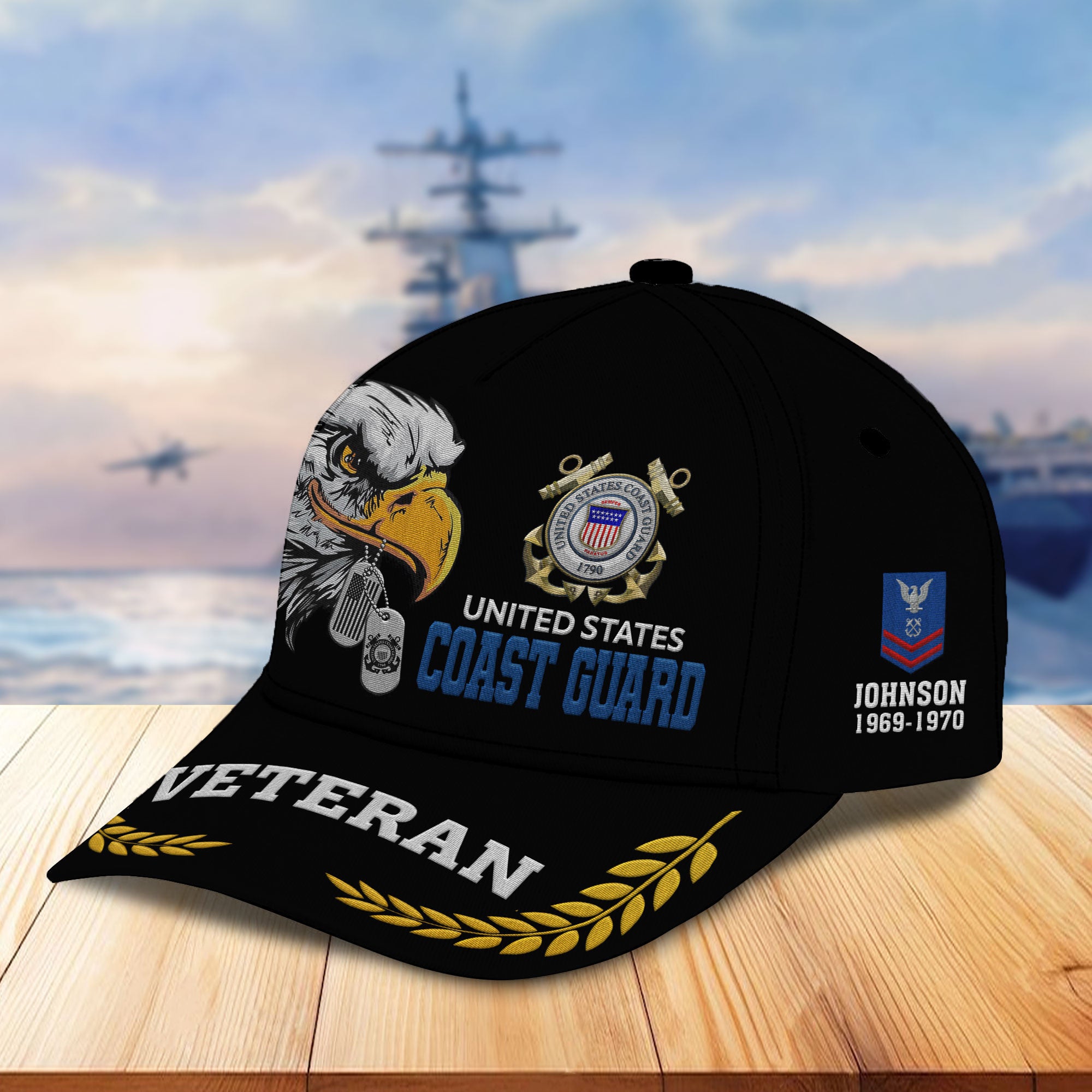 Unique Custom Name, Rank, Year, USCG Embroidered Hats VPVC307005, Gifts For Coast Guard Veteran, Best Gifts On Father's Day, Independence Day, Veterans Day.