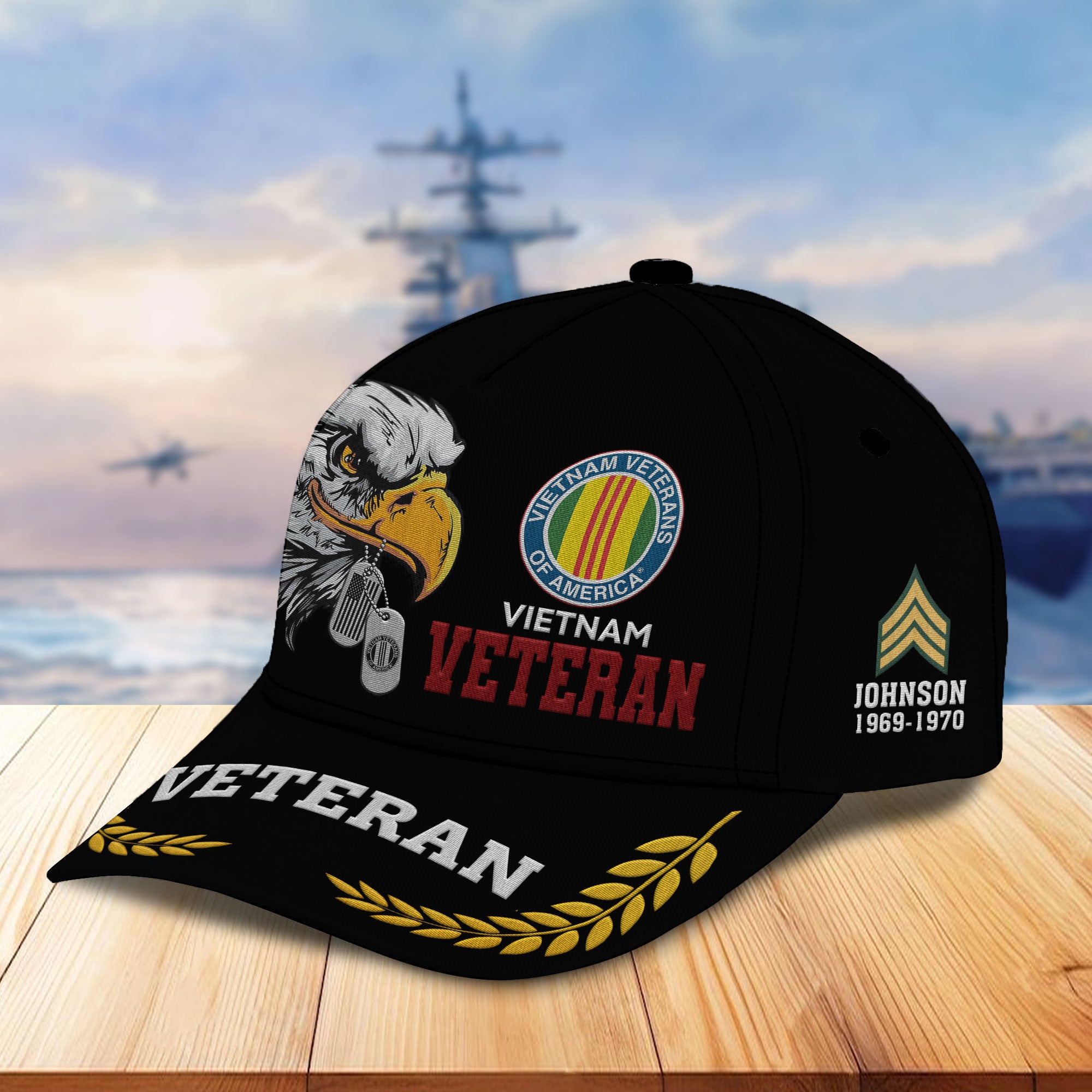 Unique Custom Name, Rank, Year, Vietnam Veteran Embroidered Hats VPVC307006, Gifts For Vietnam Veteran, Best Gifts On Father's Day, Independence Day, Veterans Day.