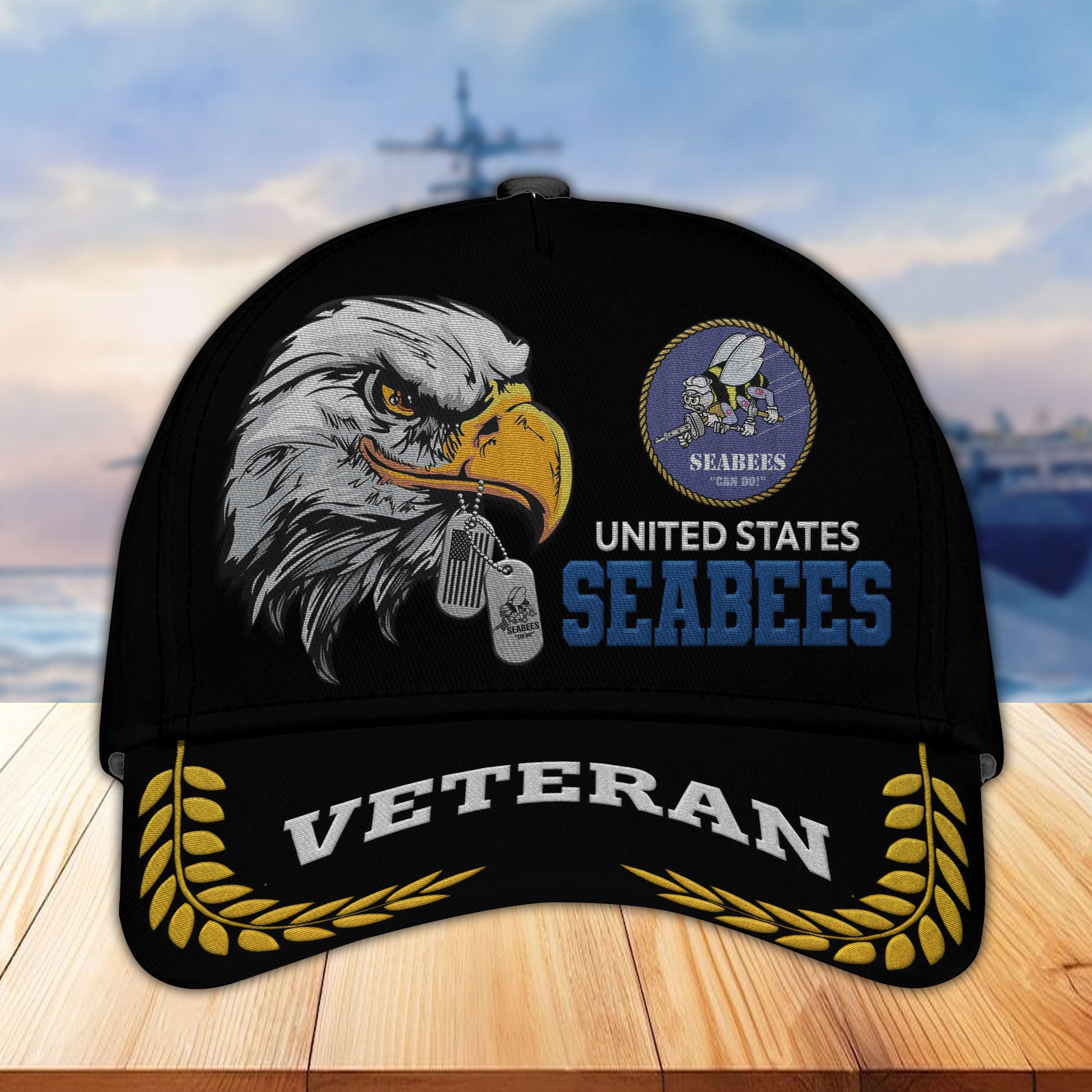 Unique Custom Name, Rank, Year, US Seabees Embroidered Hats VPVC307009, Gifts For US Seabees, Best Gifts On Father's Day, Independence Day, Veterans Day.