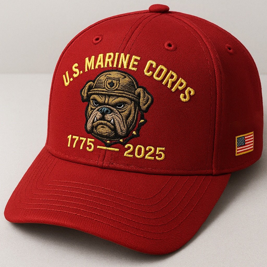 Premium USMC Embroidered Hats VPVC307804, 250th Anniversary Marine Corps Hat, Gifts For Marine Veteran, Gifts On Father's Day, Veterans Day.