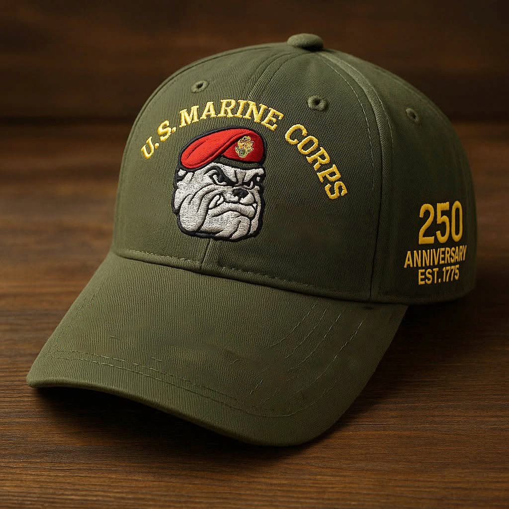 Premium USMC Embroidered Hats VPVC307810, 250th Anniversary Marine Corps Hat, Gifts For Marine Veteran, Gifts On Father's Day, Veterans Day.