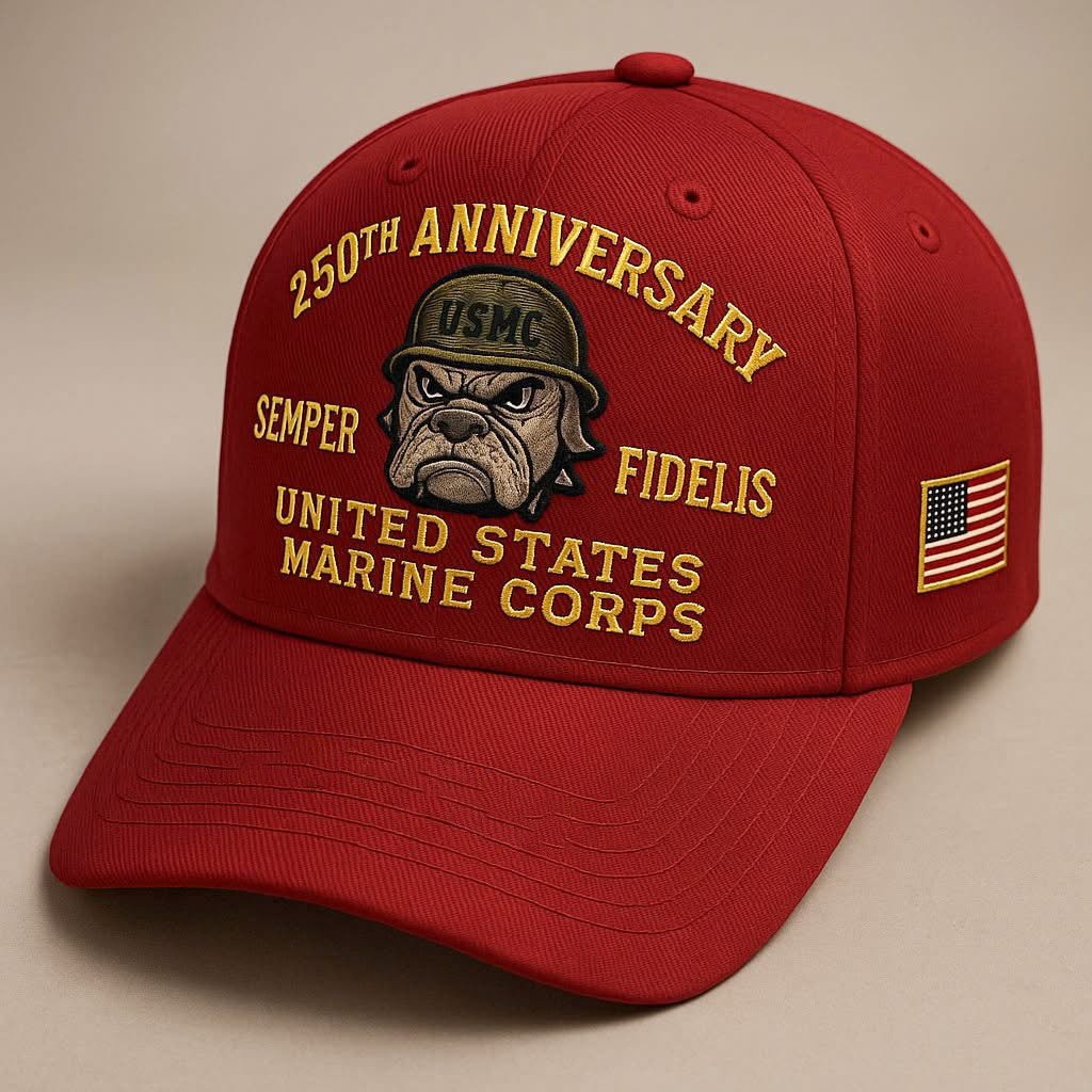 Premium USMC Embroidered Hats VPVC307812, 250th Anniversary Marine Corps Hat, Gifts For Marine Veteran, Gifts On Father's Day, Veterans Day.